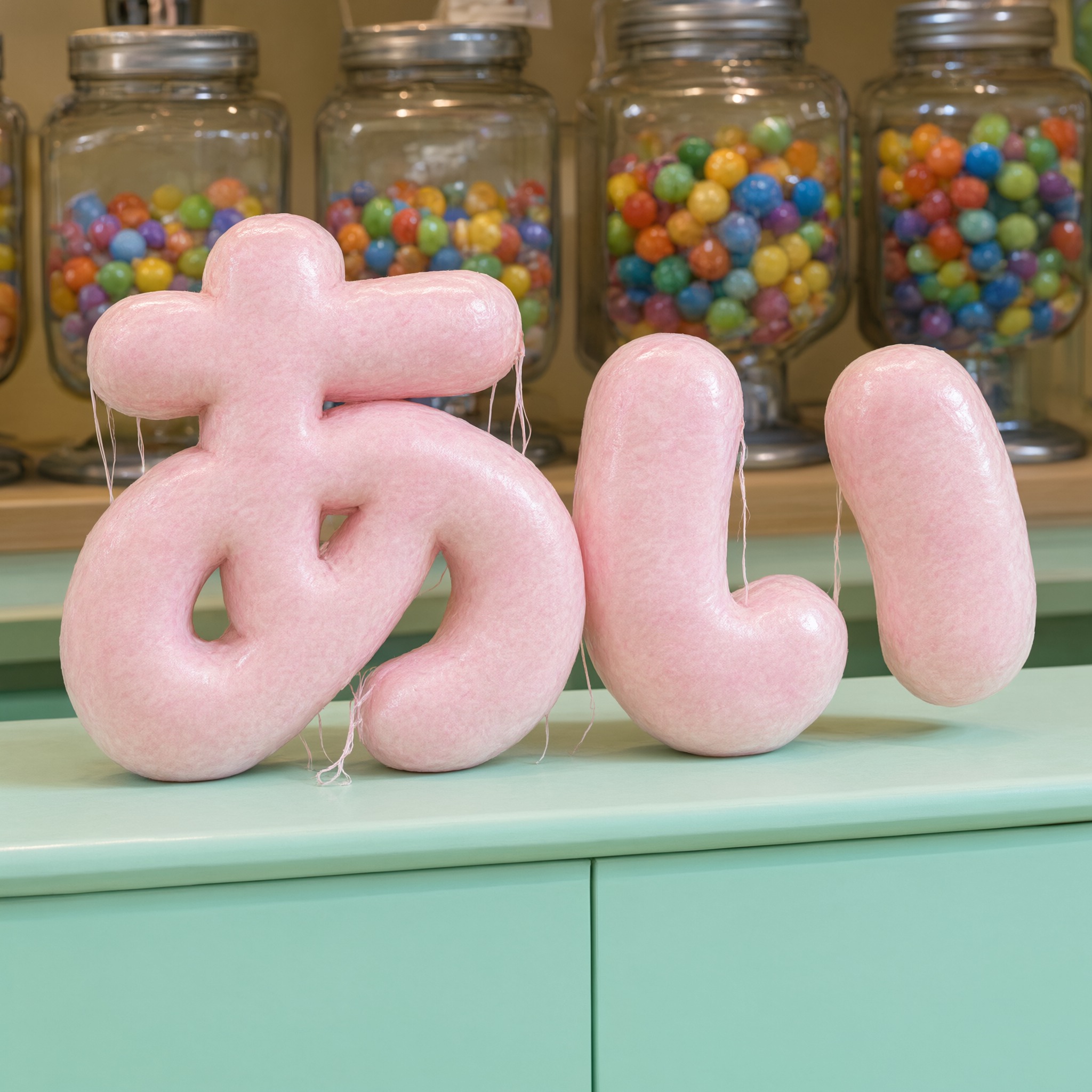 Qwen-Image で生成した バブルガム文字 AIフォント：文字「あまい」