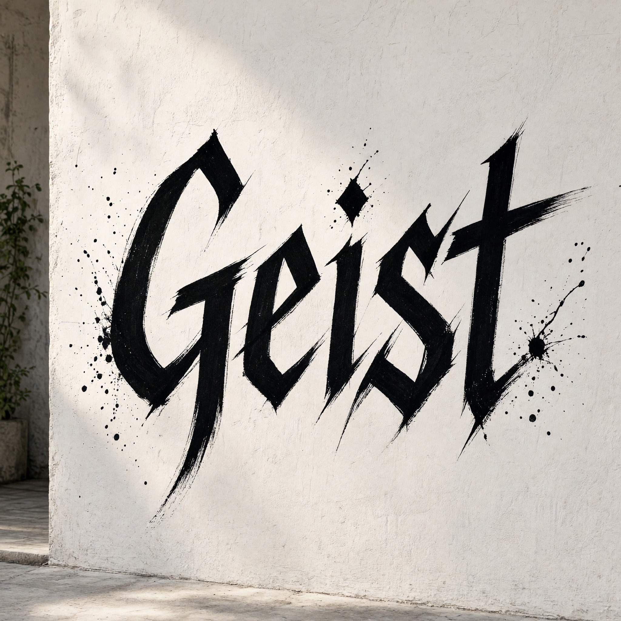Calligraffiti KI-Schrift, erstellt mit Grok Imagine: das Wort Geist