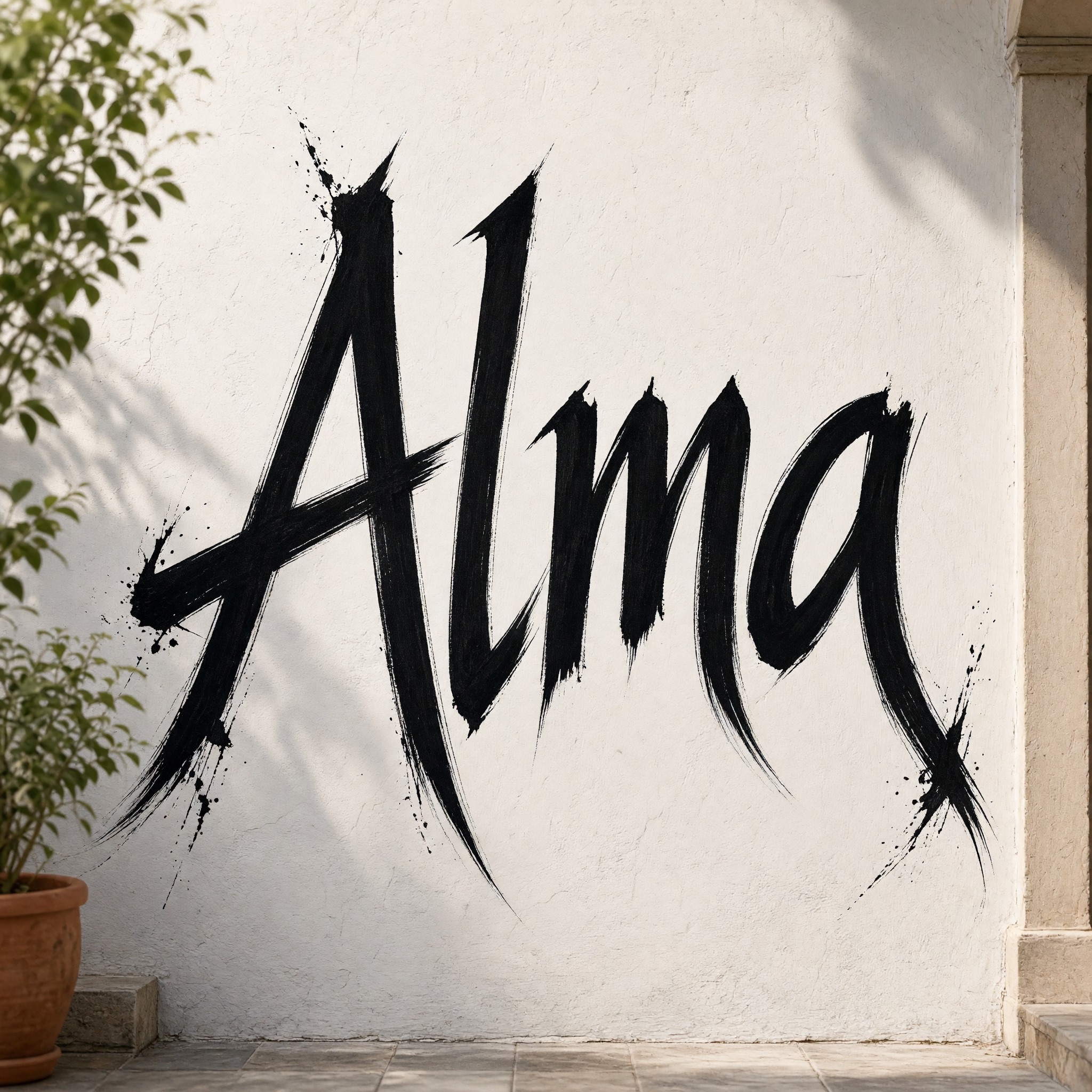 Fuente de IA Calligraffiti generada con Grok Imagine: la palabra Alma