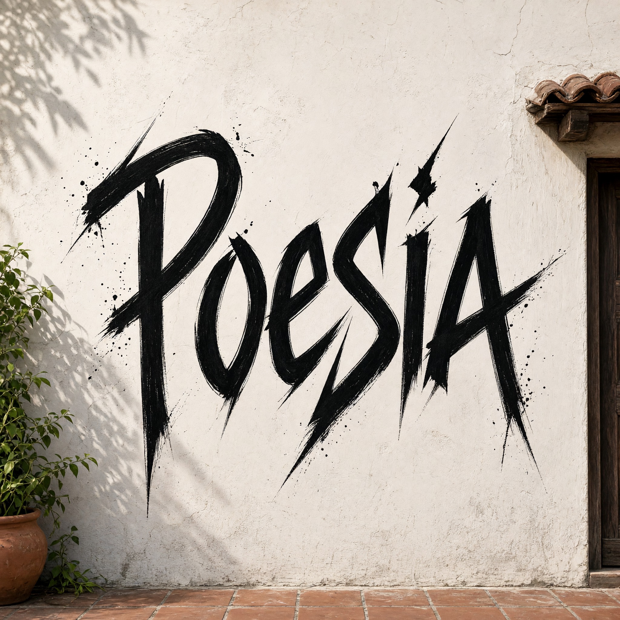 Fonte de IA Calligraffiti gerada no Grok Imagine: a palavra Poesia
