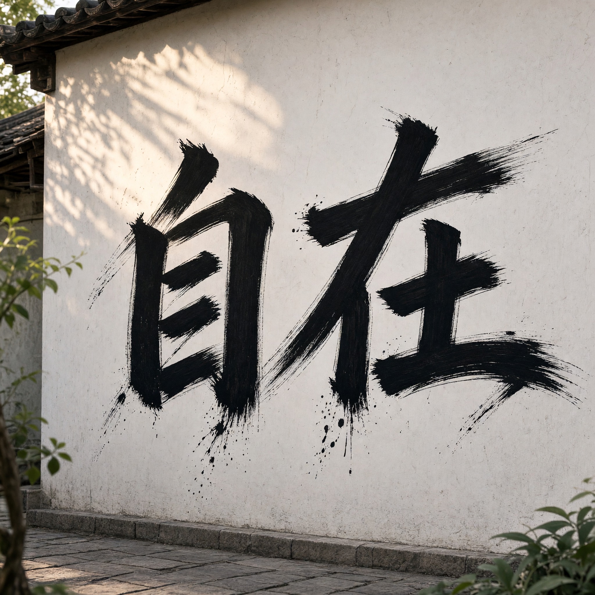 书法涂鸦 AI 字体在 Grok Imagine 上的生成结果：文字 自在