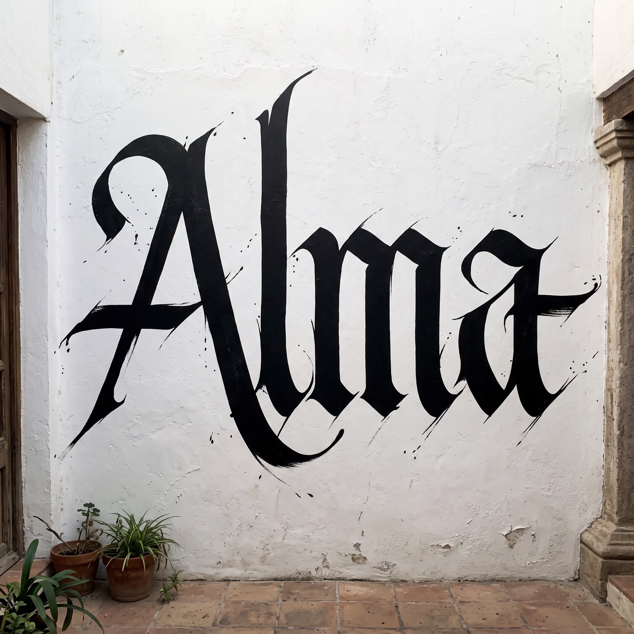 Fuente de IA Calligraffiti generada con Nano Banana: la palabra Alma