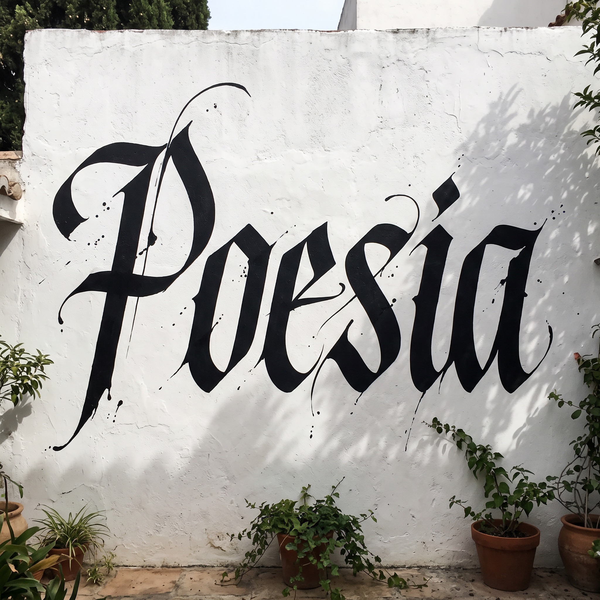 Fonte de IA Calligraffiti gerada no Nano Banana: a palavra Poesia