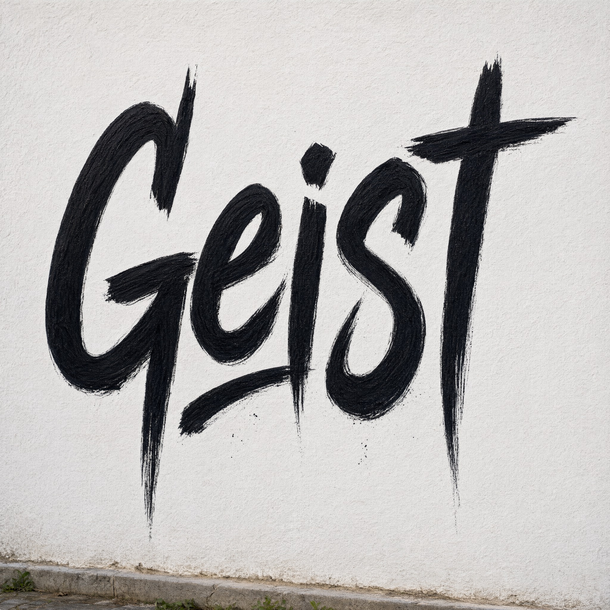 Calligraffiti KI-Schrift, erstellt mit Qwen-Image: das Wort Geist