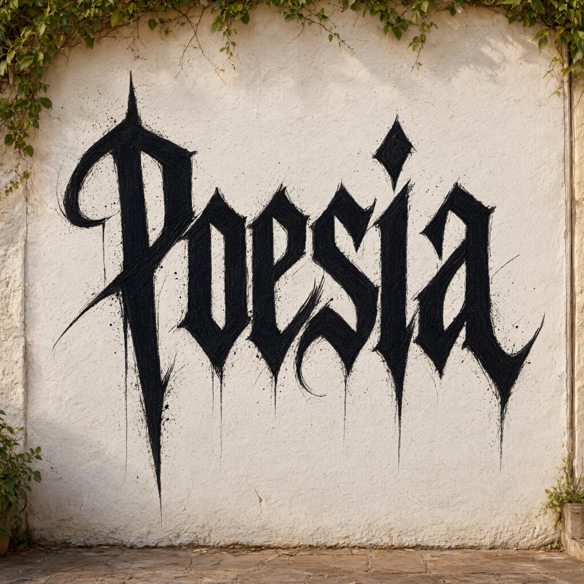 Fonte de IA Calligraffiti gerada no Qwen-Image: a palavra Poesia