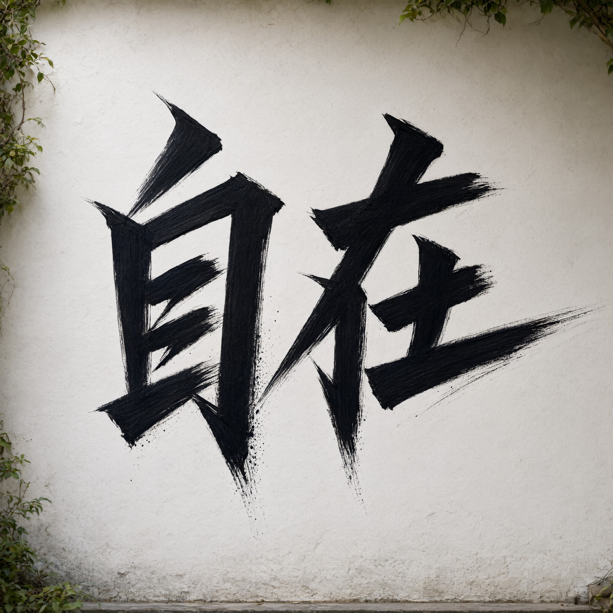 书法涂鸦 AI 字体在 Qwen-Image 上的生成结果：文字 自在