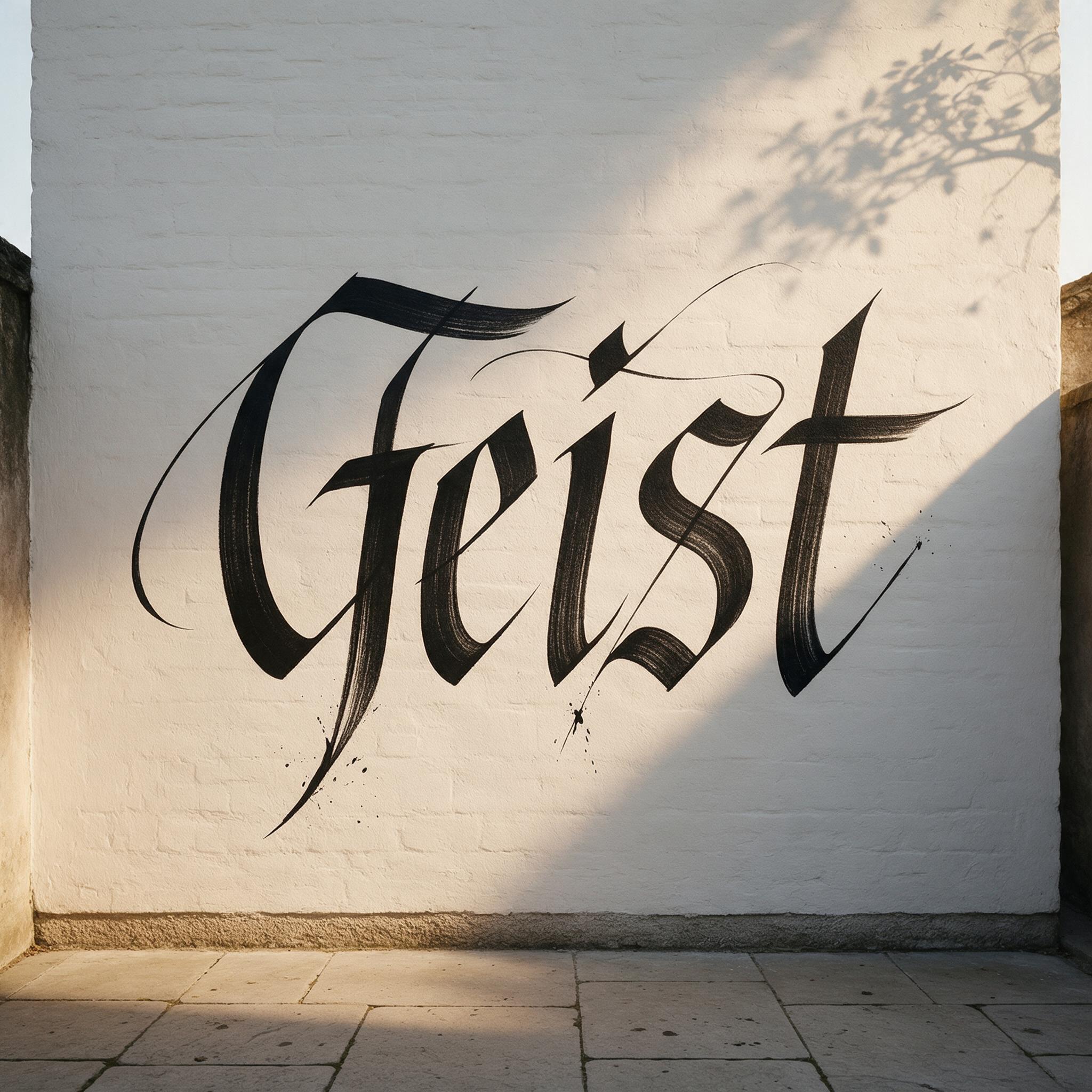 Calligraffiti KI-Schrift, erstellt mit Seedream: das Wort Geist