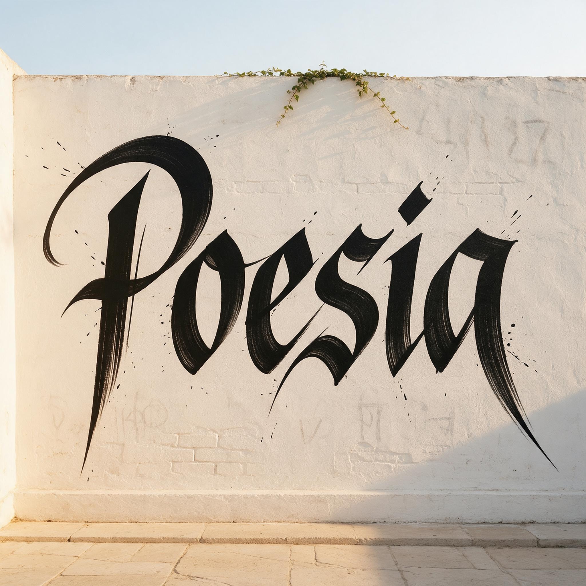 Fonte de IA Calligraffiti gerada no Seedream: a palavra Poesia