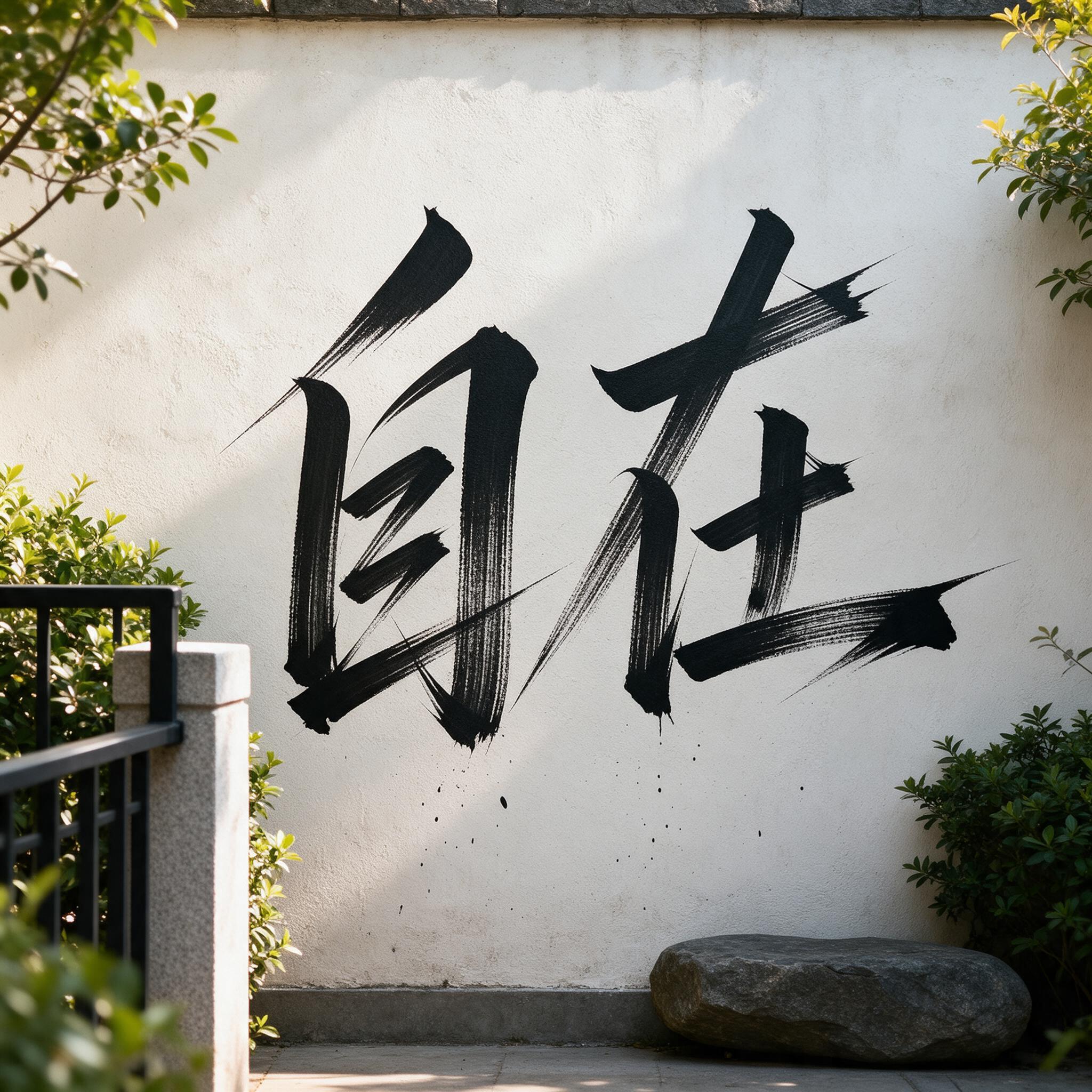 书法涂鸦 AI 字体在 Seedream 上的生成结果：文字 自在