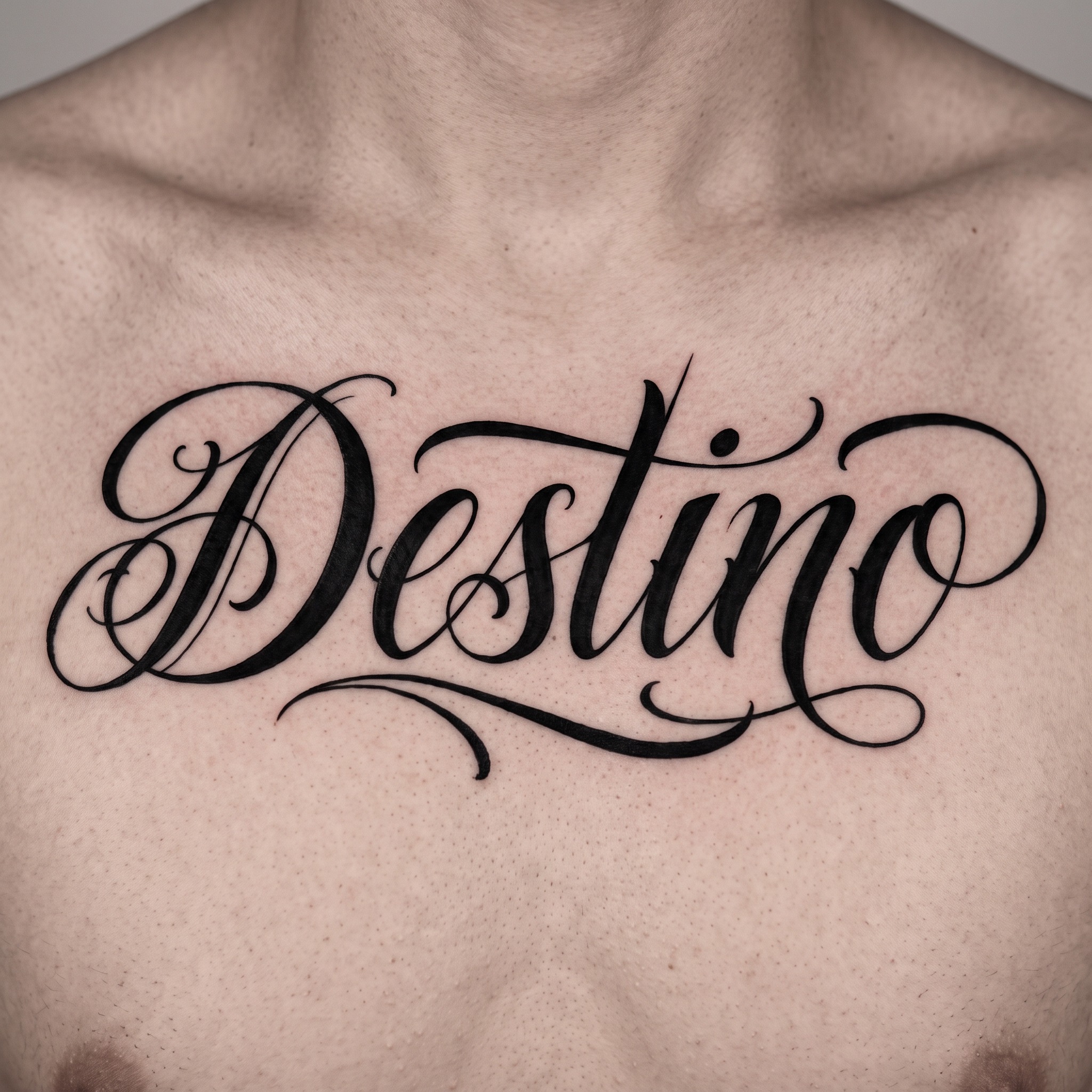 Fuente de IA Caligrafía para tatuajes generada con Nano Banana: la palabra Destino
