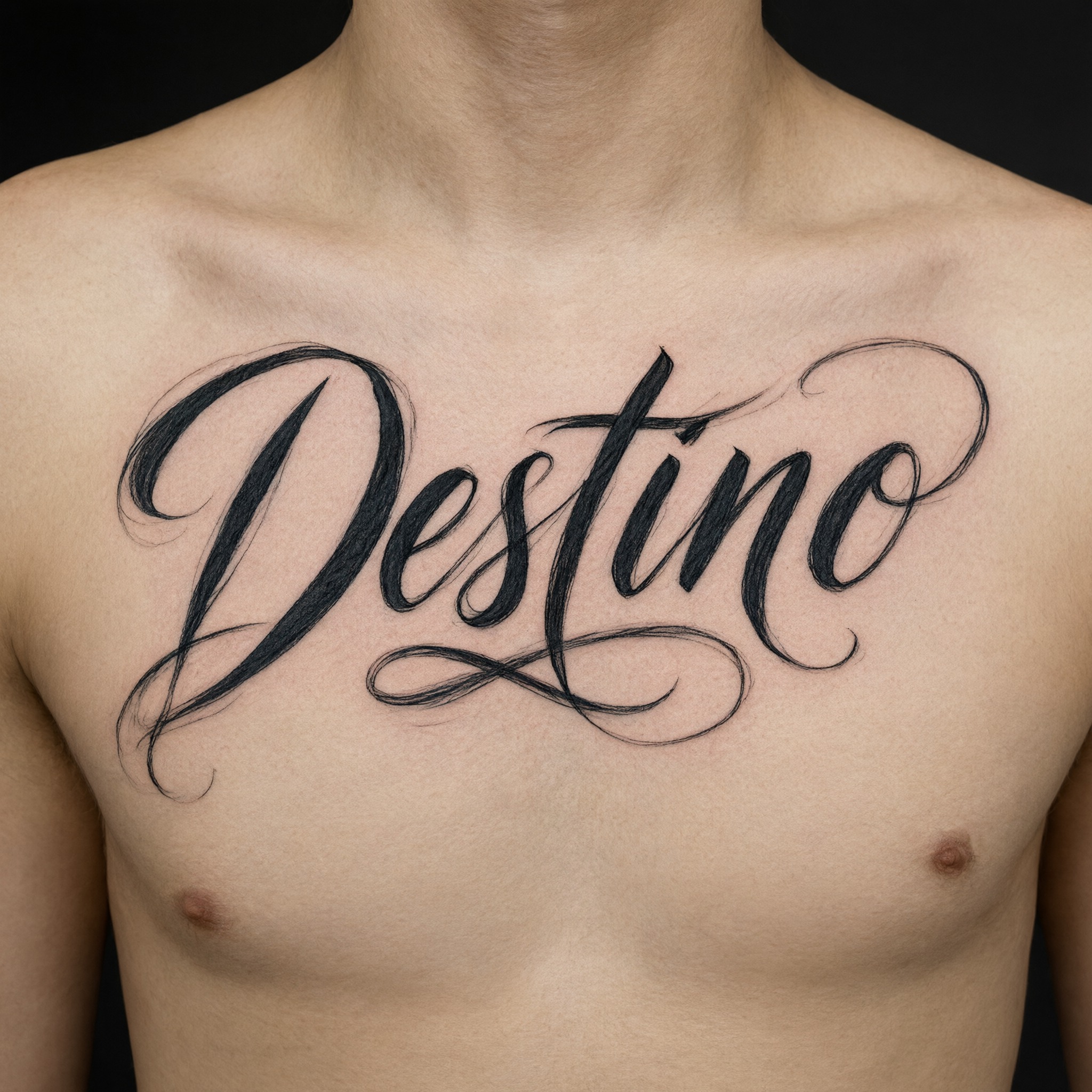 Fuente de IA Caligrafía para tatuajes generada con Qwen-Image: la palabra Destino