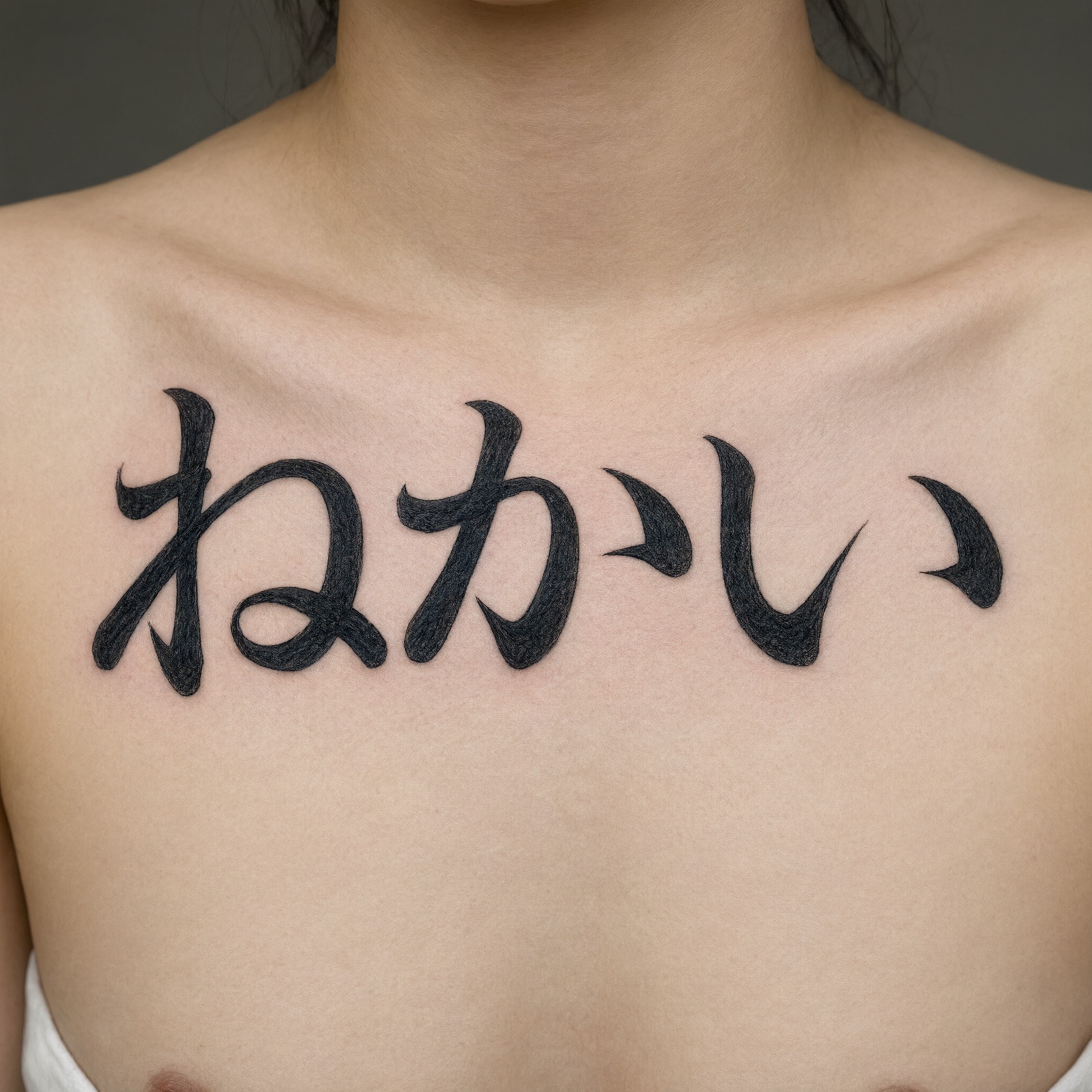 Qwen-Image で生成した カリグラフィー タトゥー AIフォント:文字「ねがい」