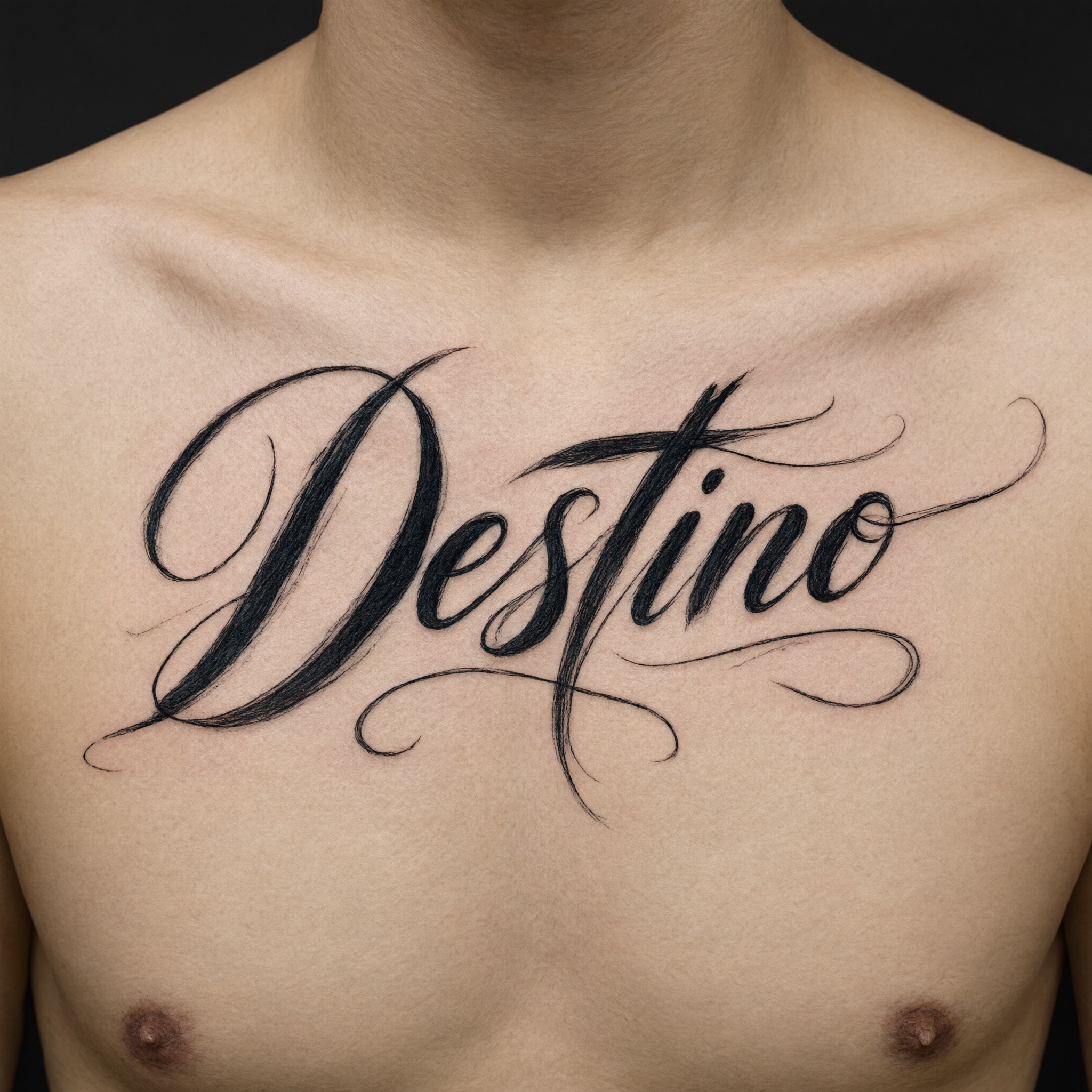 Fonte de IA Caligrafia para tatuagem gerada no Qwen-Image: a palavra Destino