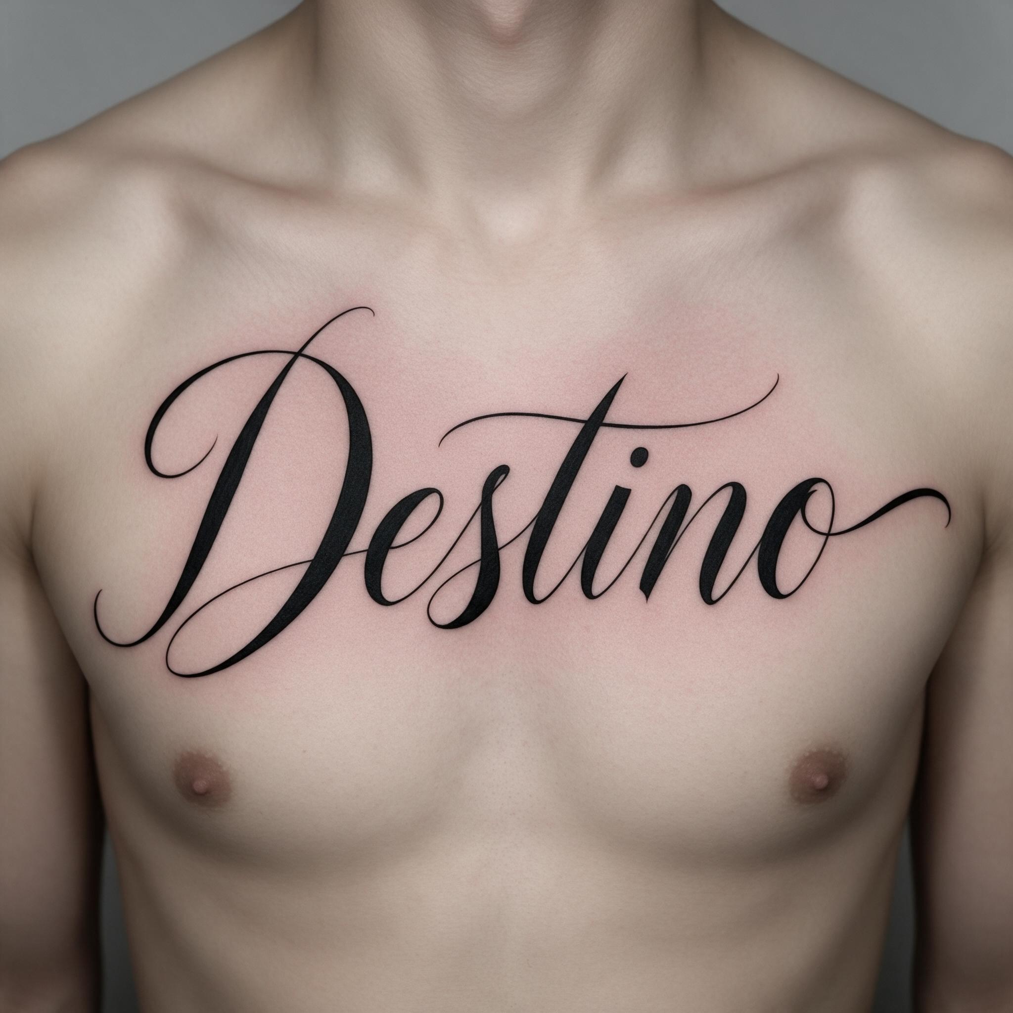 Fuente de IA Caligrafía para tatuajes generada con Seedream: la palabra Destino