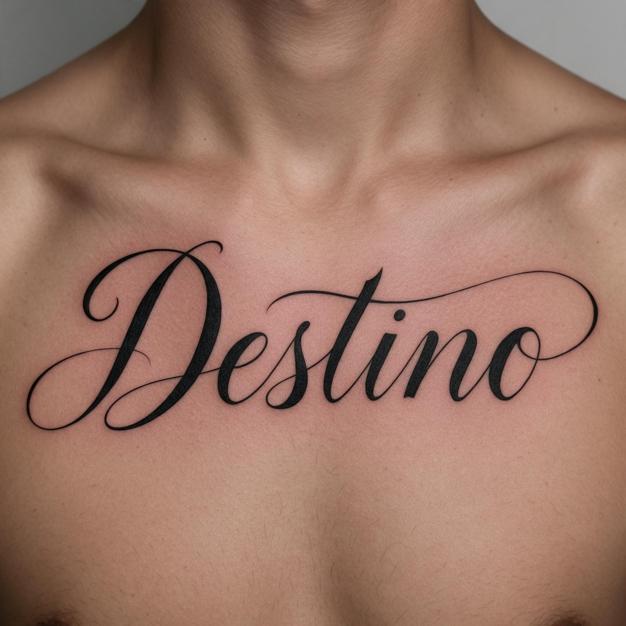 Fonte de IA Caligrafia para tatuagem gerada no Seedream: a palavra Destino