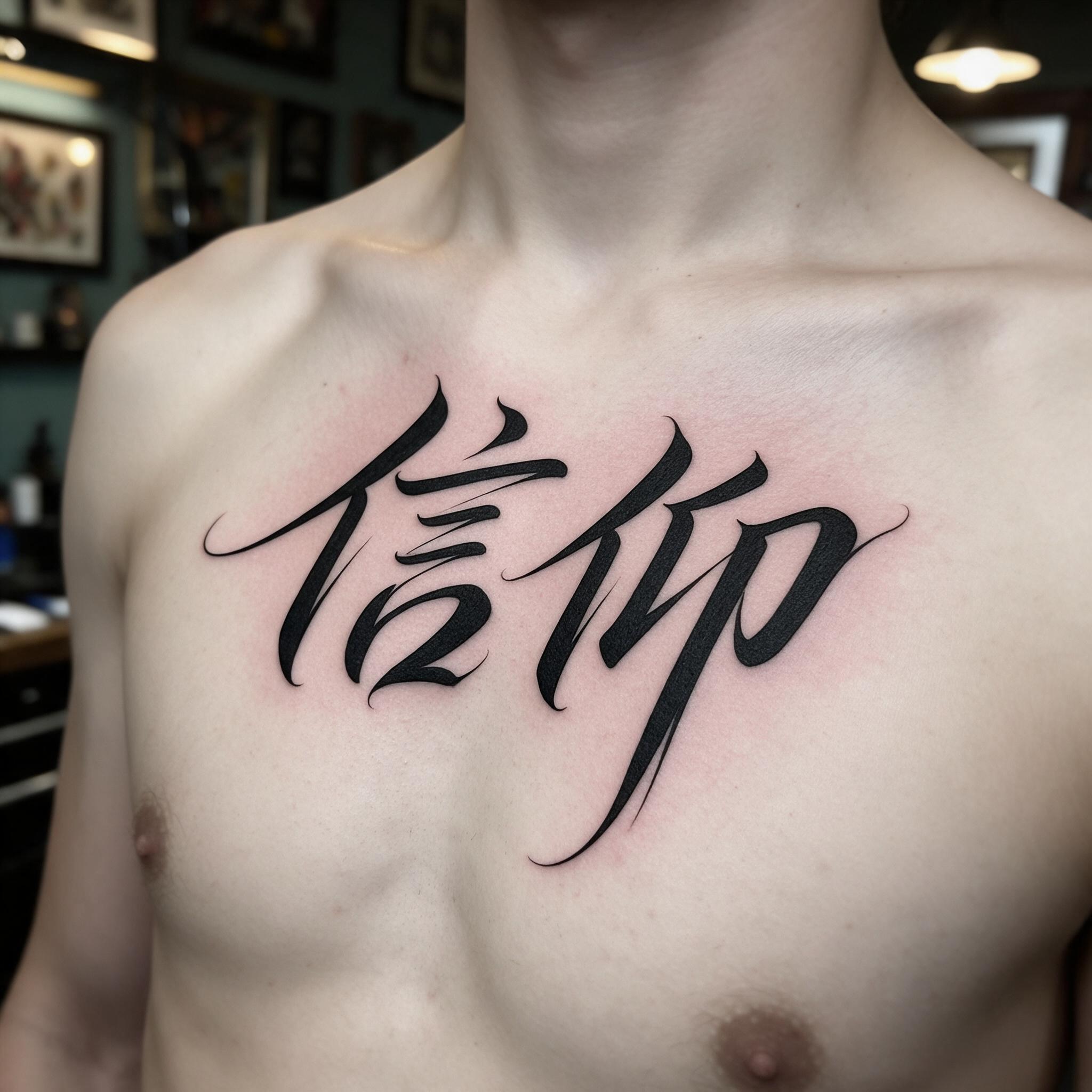 书法纹身字 AI 字体在 Seedream 上的生成结果：文字 信仰