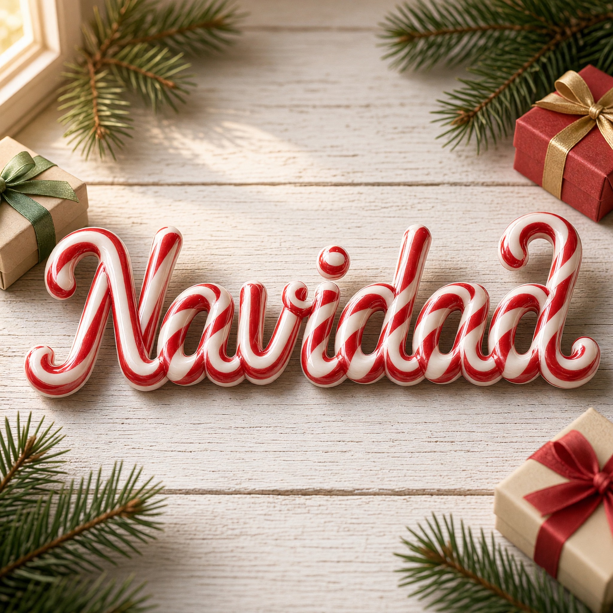Fuente de IA Letras de bastón de caramelo generada con Grok Imagine: la palabra Navidad