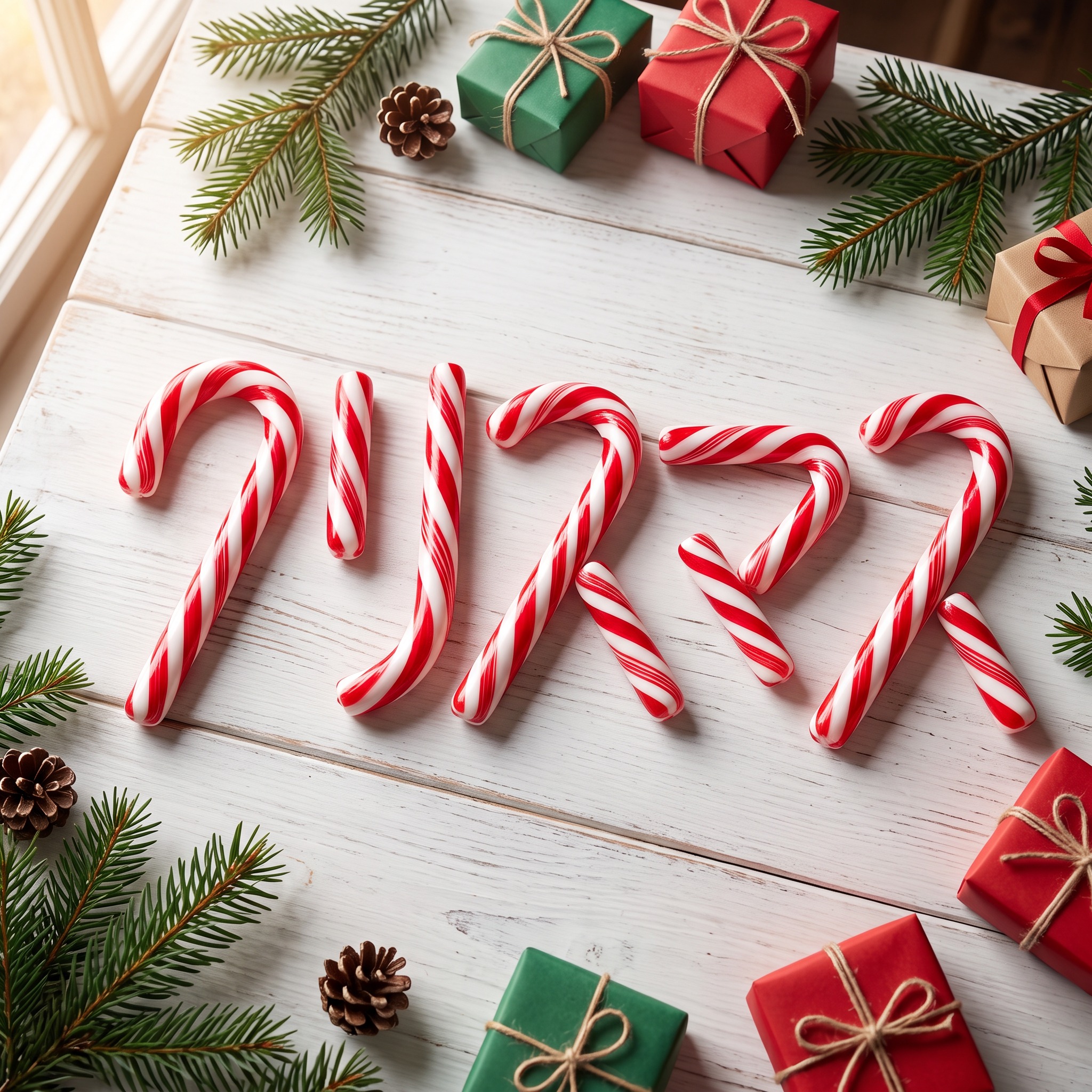 Nano Banana で生成した キャンディケイン文字 AIフォント：文字「クリスマス」