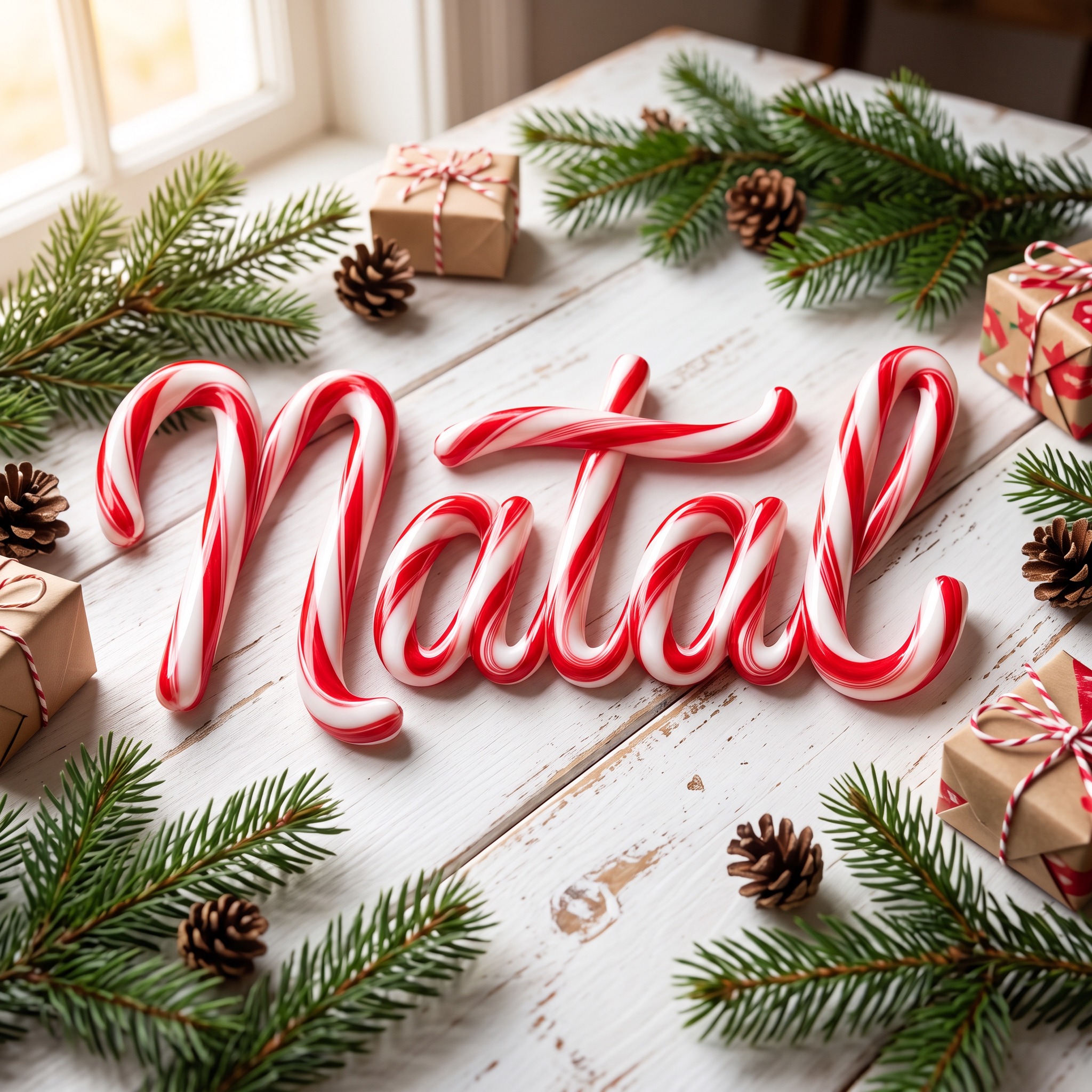 Fonte de IA Letras de bengala doce gerada no Nano Banana: a palavra Natal