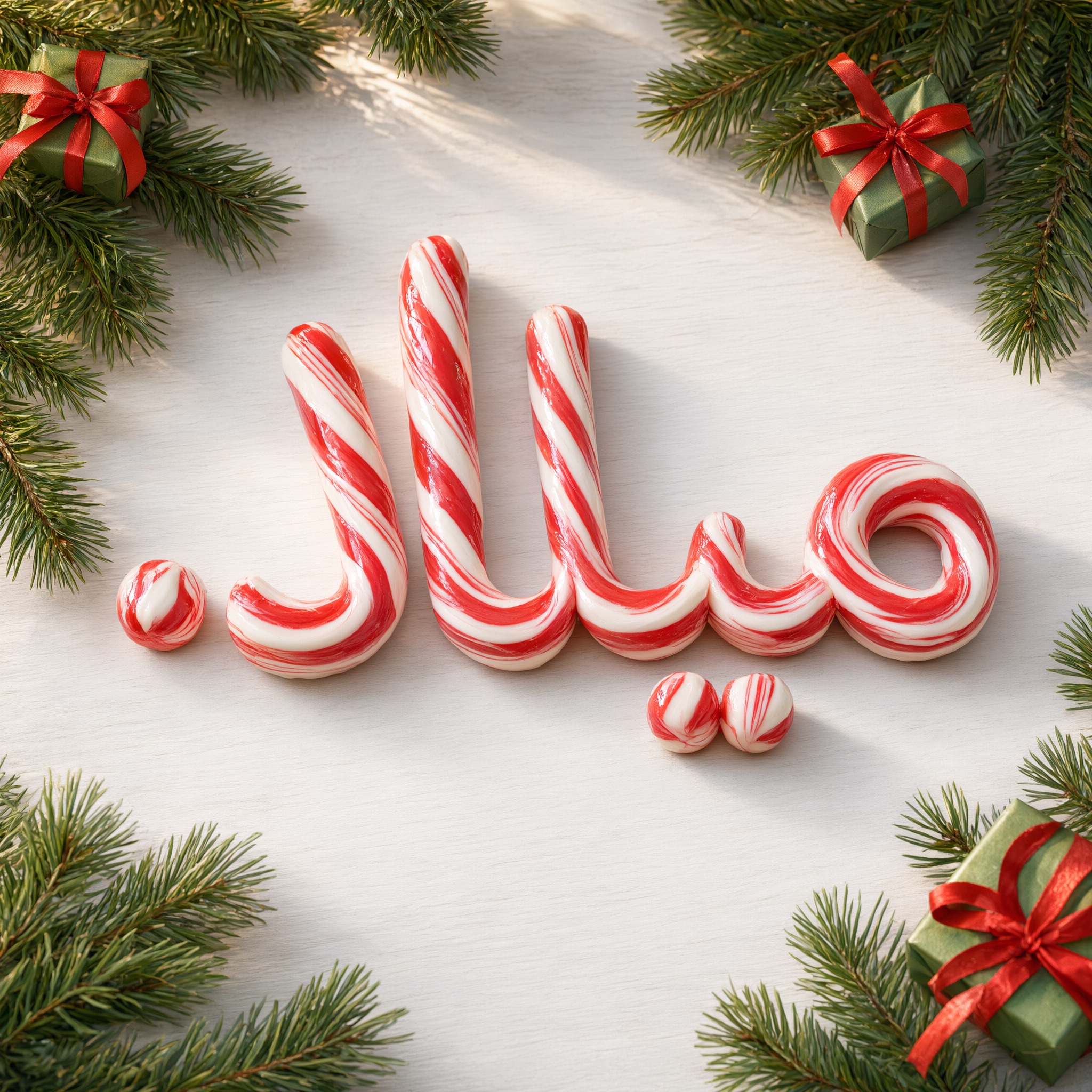 خط خط عصا الحلوى بالذكاء الاصطناعي من توليد Qwen-Image: كلمة ميلاد
