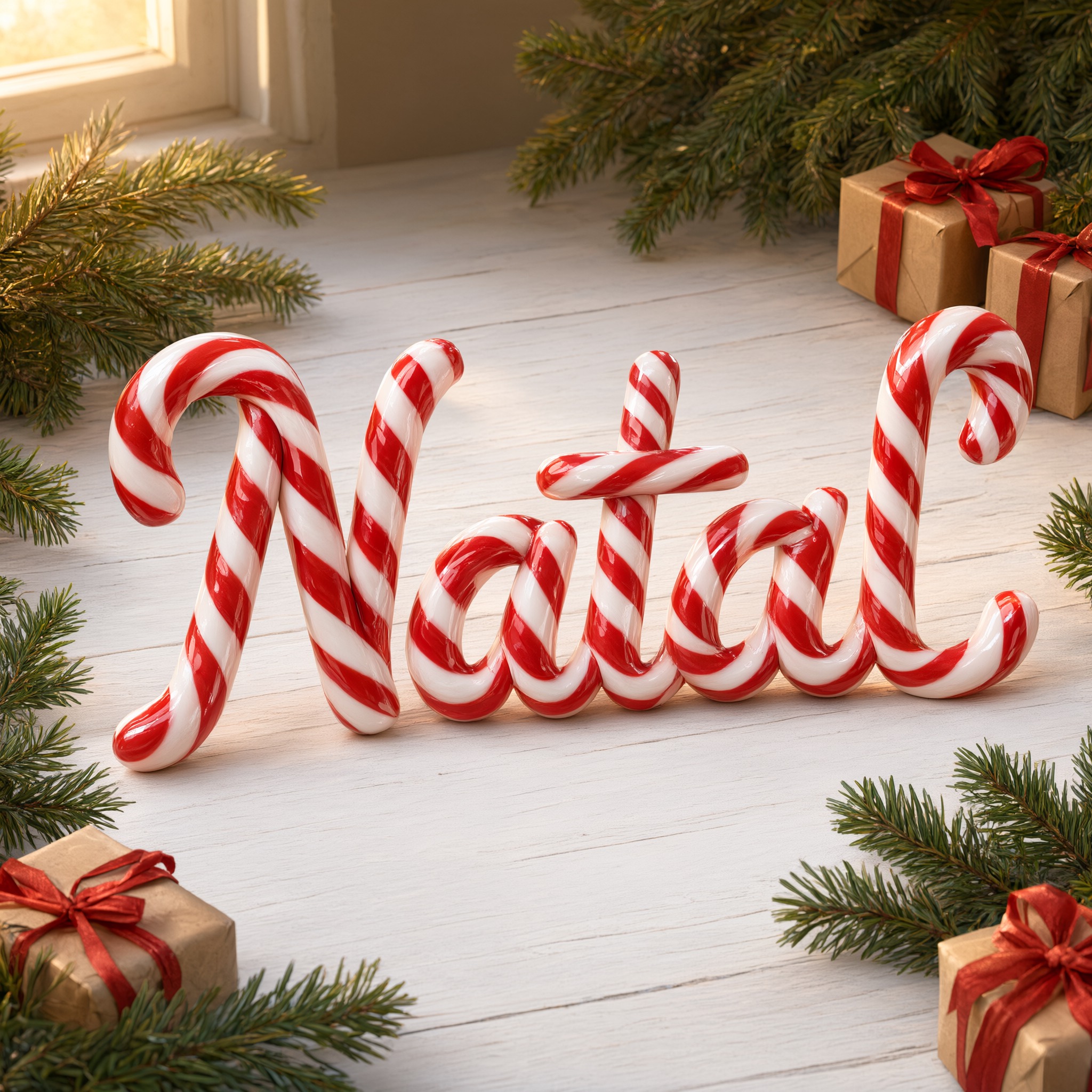 Fonte de IA Letras de bengala doce gerada no Qwen-Image: a palavra Natal