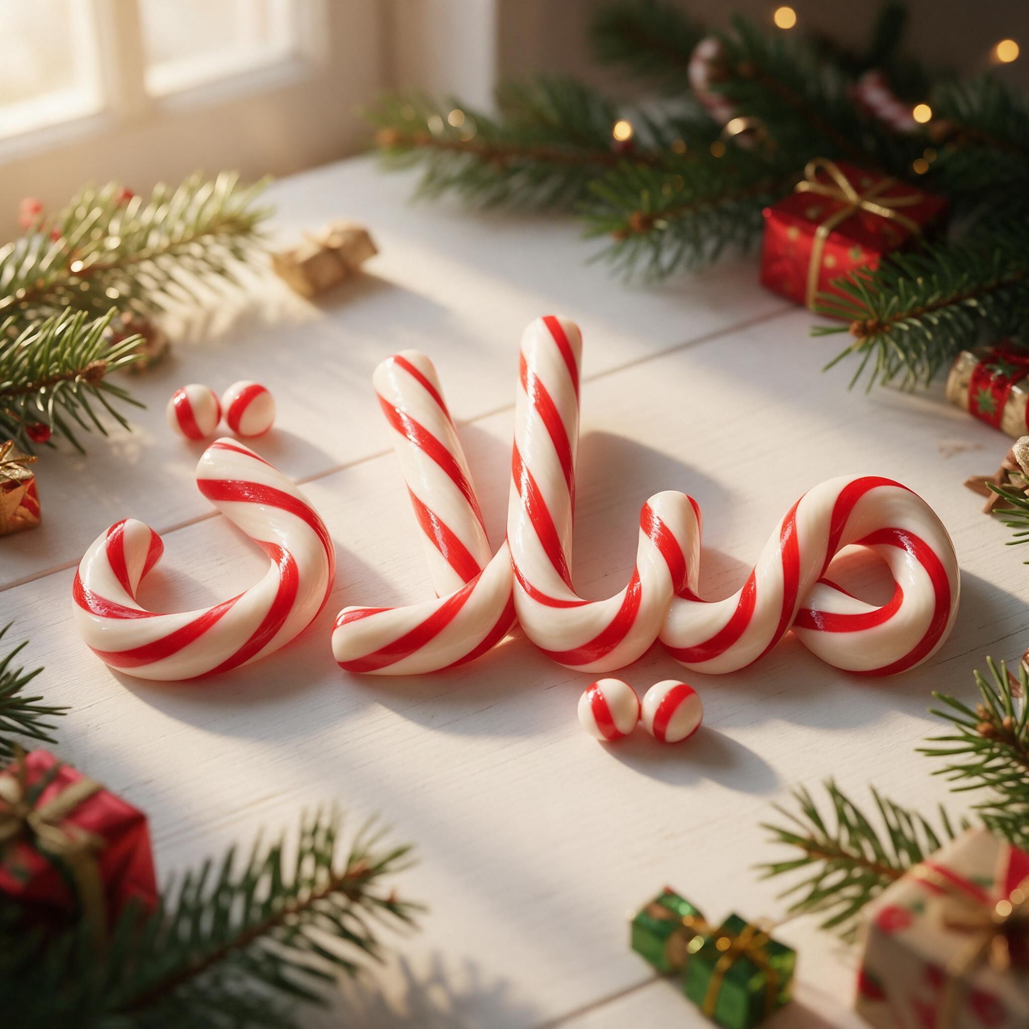 خط خط عصا الحلوى بالذكاء الاصطناعي من توليد Seedream: كلمة ميلاد
