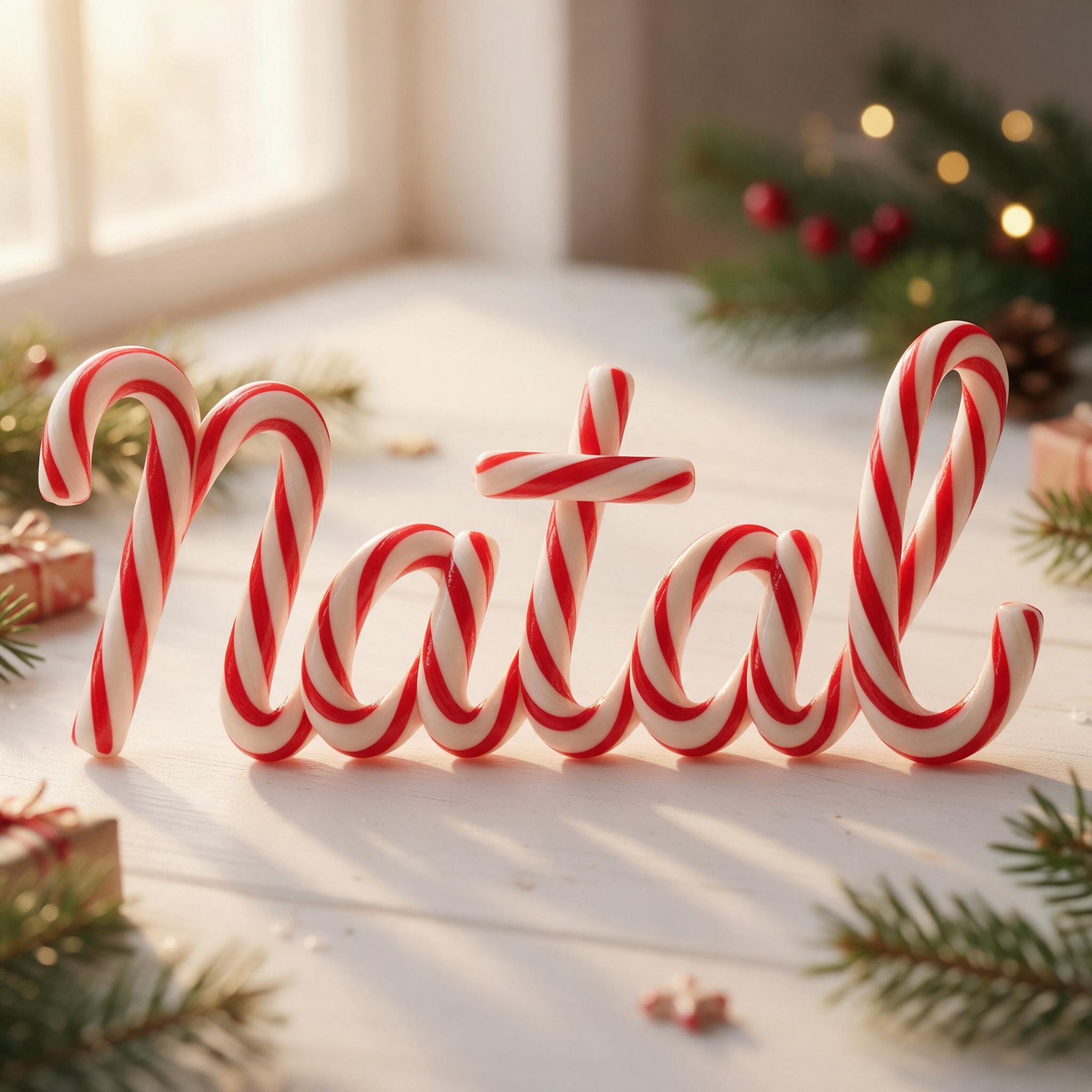 Fonte de IA Letras de bengala doce gerada no Seedream: a palavra Natal