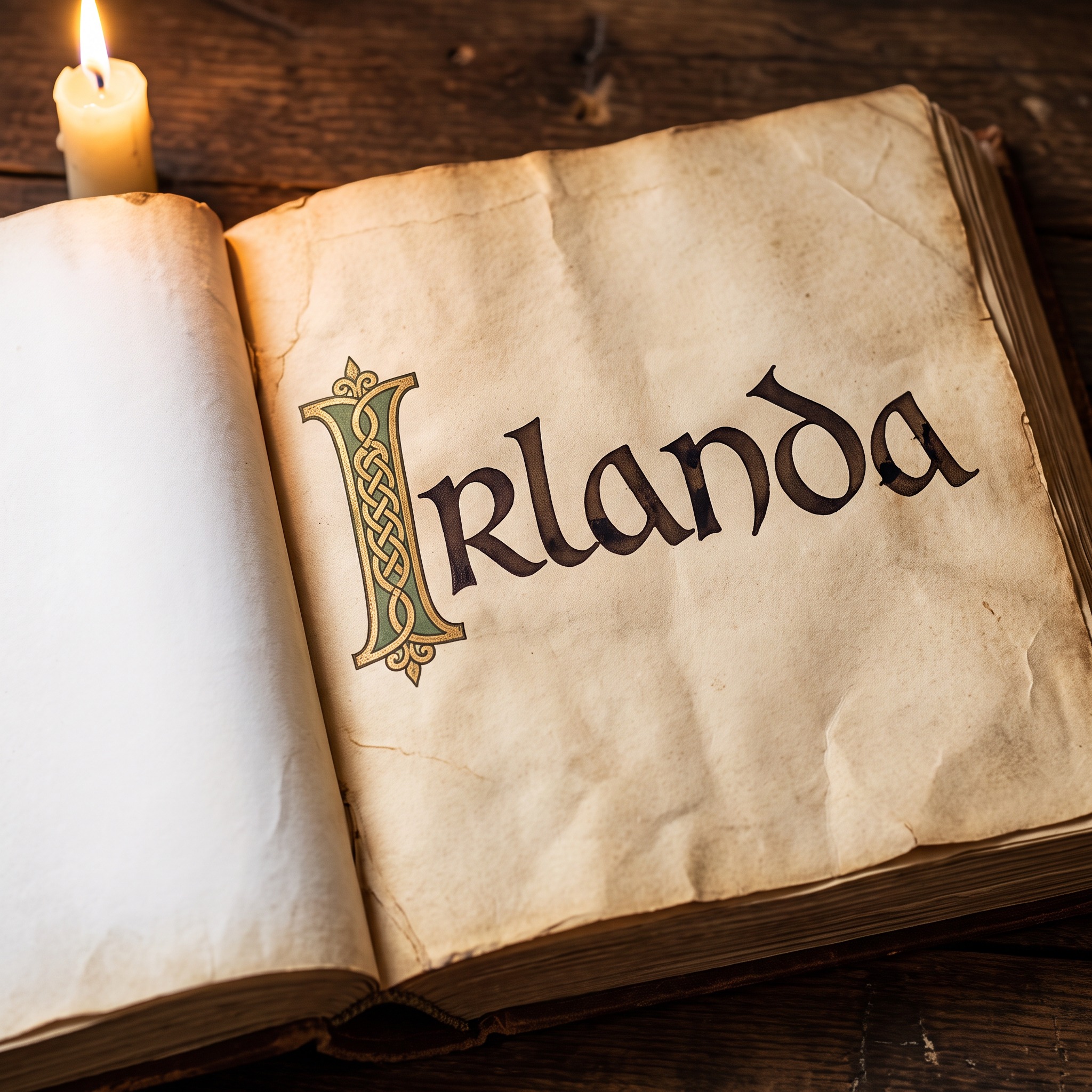 Fuente de IA Letras celtas generada con Nano Banana: la palabra Irlanda