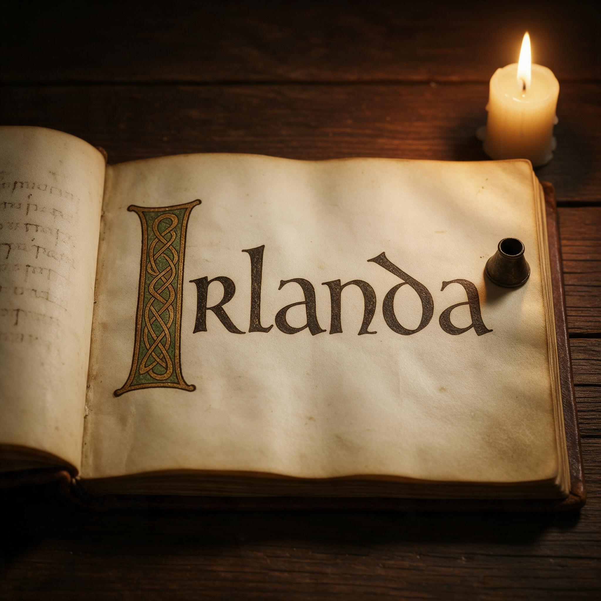 Fuente de IA Letras celtas generada con Seedream: la palabra Irlanda