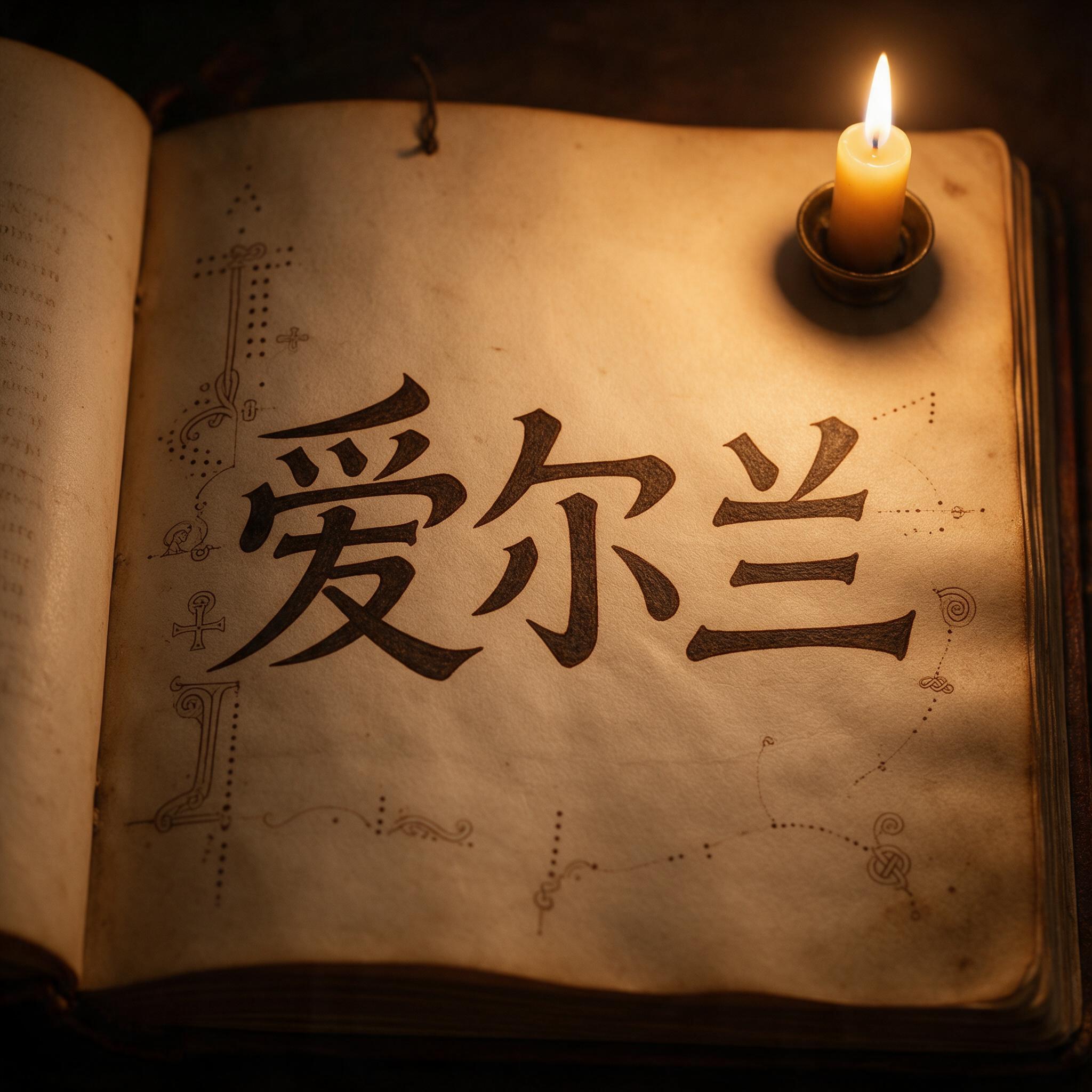 凯尔特字体 AI 字体在 Seedream 上的生成结果：文字 爱尔兰
