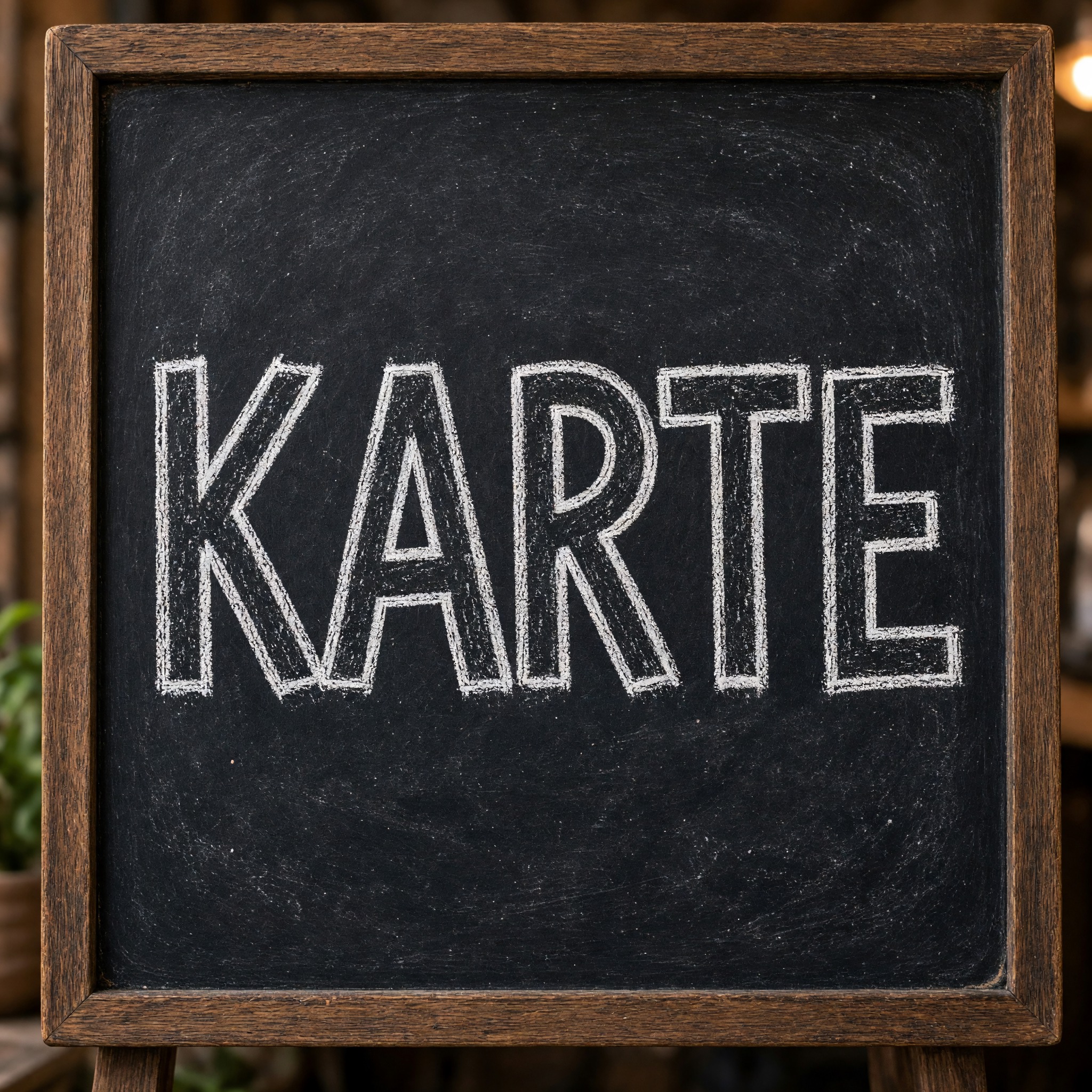 Kreideschrift KI-Schrift, erstellt mit Grok Imagine: das Wort KARTE