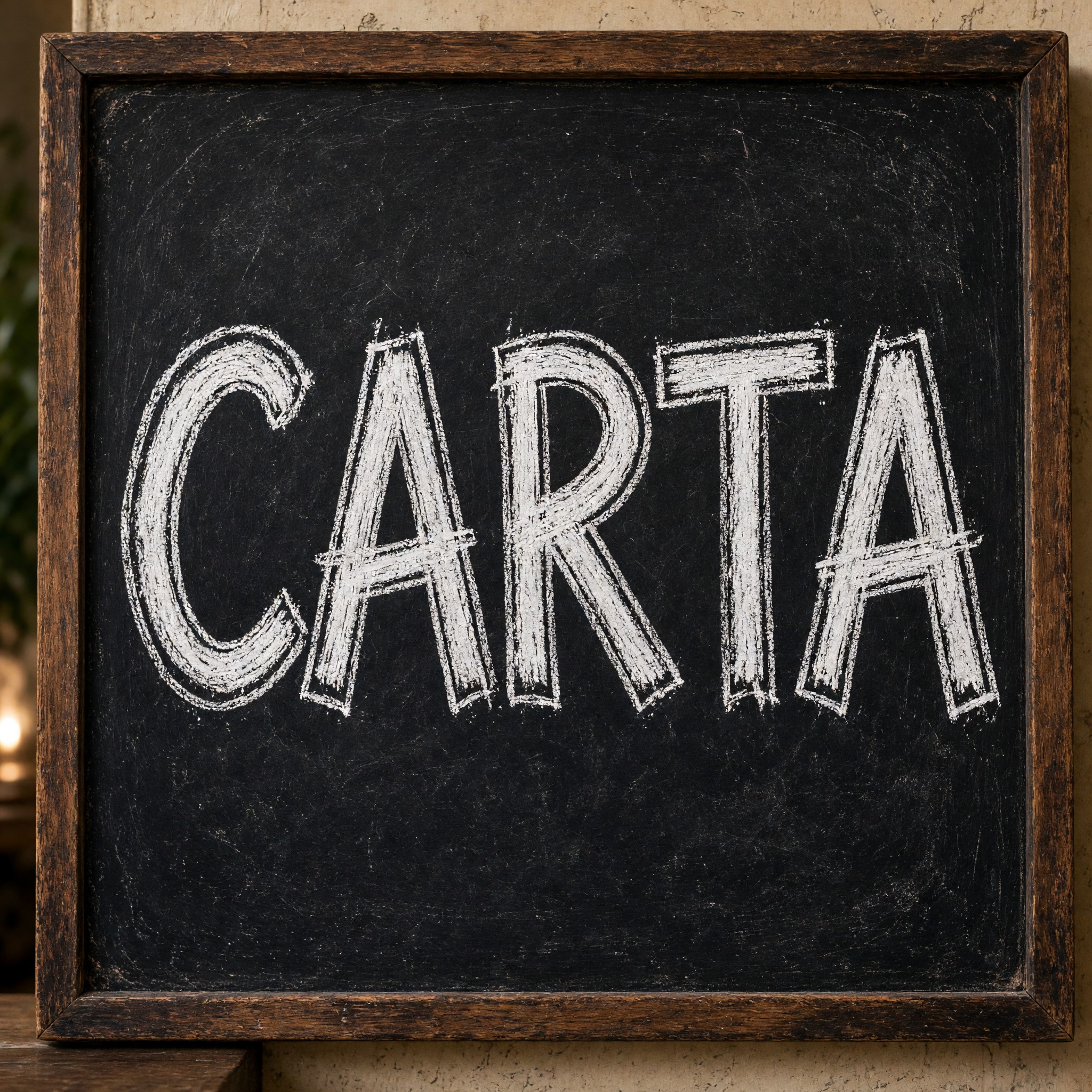 Fuente de IA Letra de tiza generada con Grok Imagine: la palabra CARTA