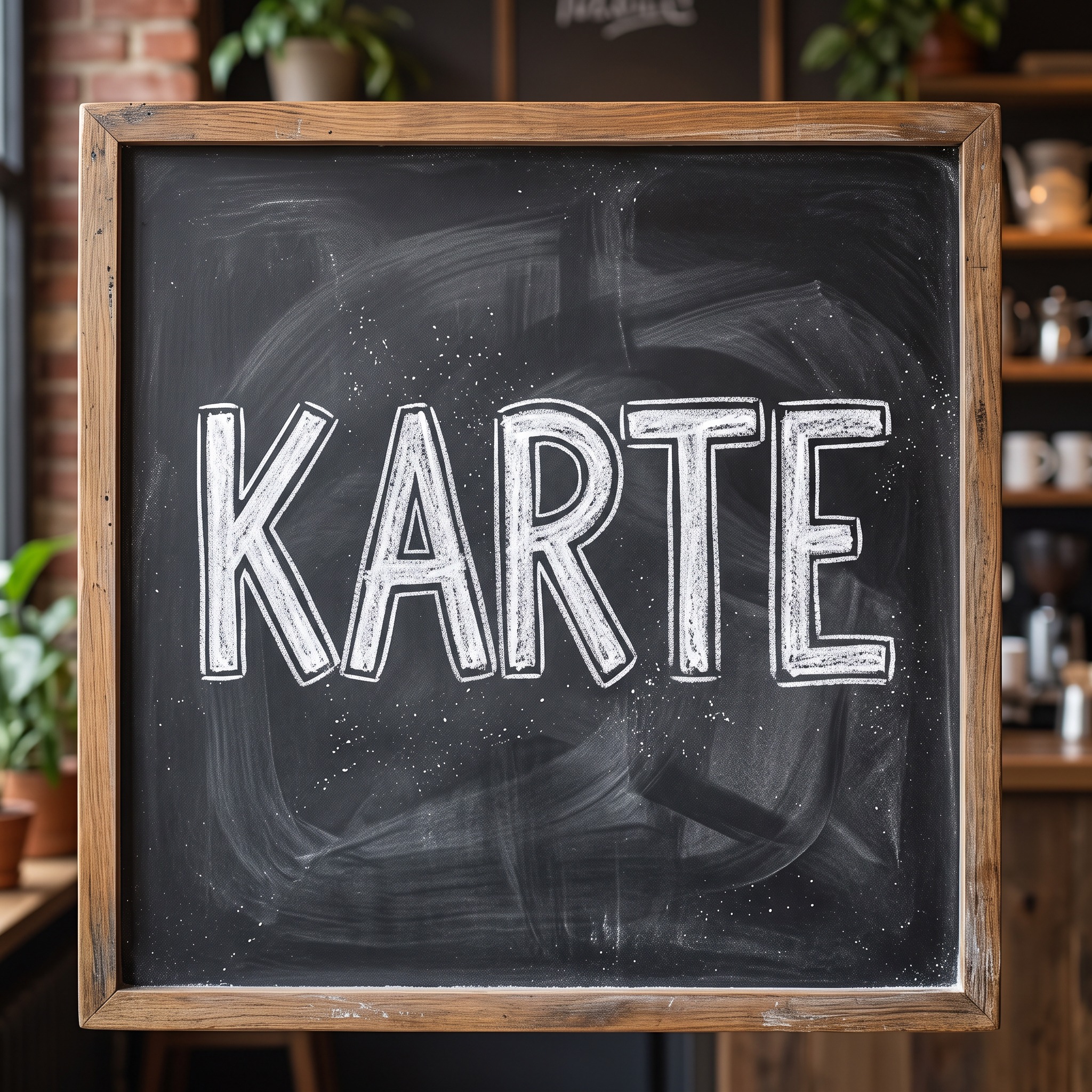 Kreideschrift KI-Schrift, erstellt mit Nano Banana: das Wort KARTE