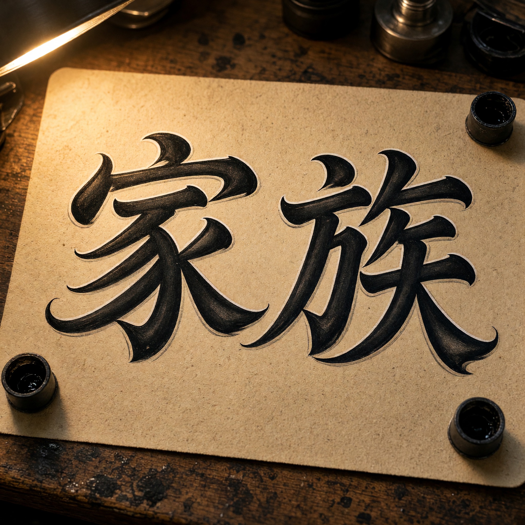 奇卡诺花体字 AI 字体在 Grok Imagine 上的生成结果:文字 家族