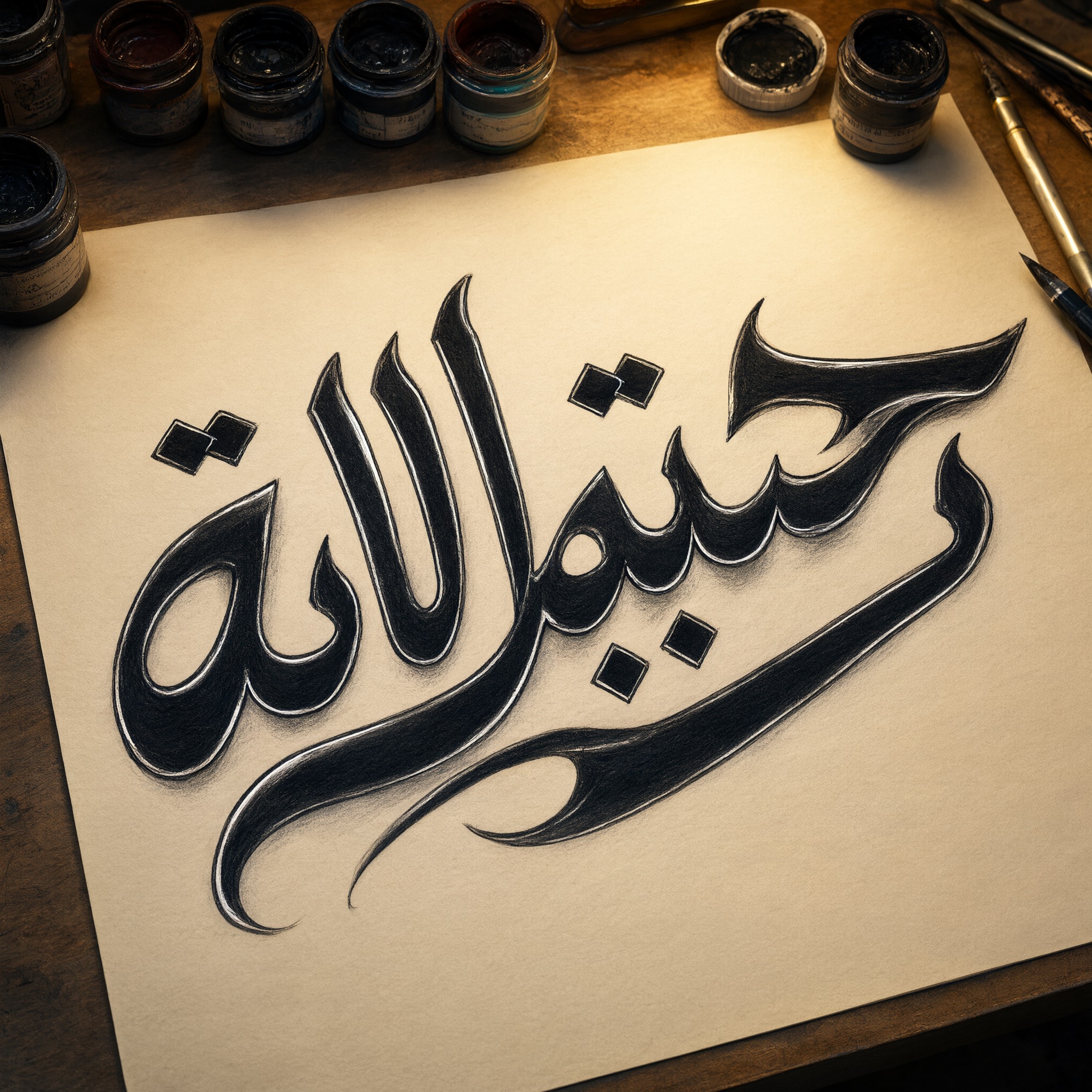 خط خط تشيكانو بالذكاء الاصطناعي من توليد Qwen-Image: كلمة محبة