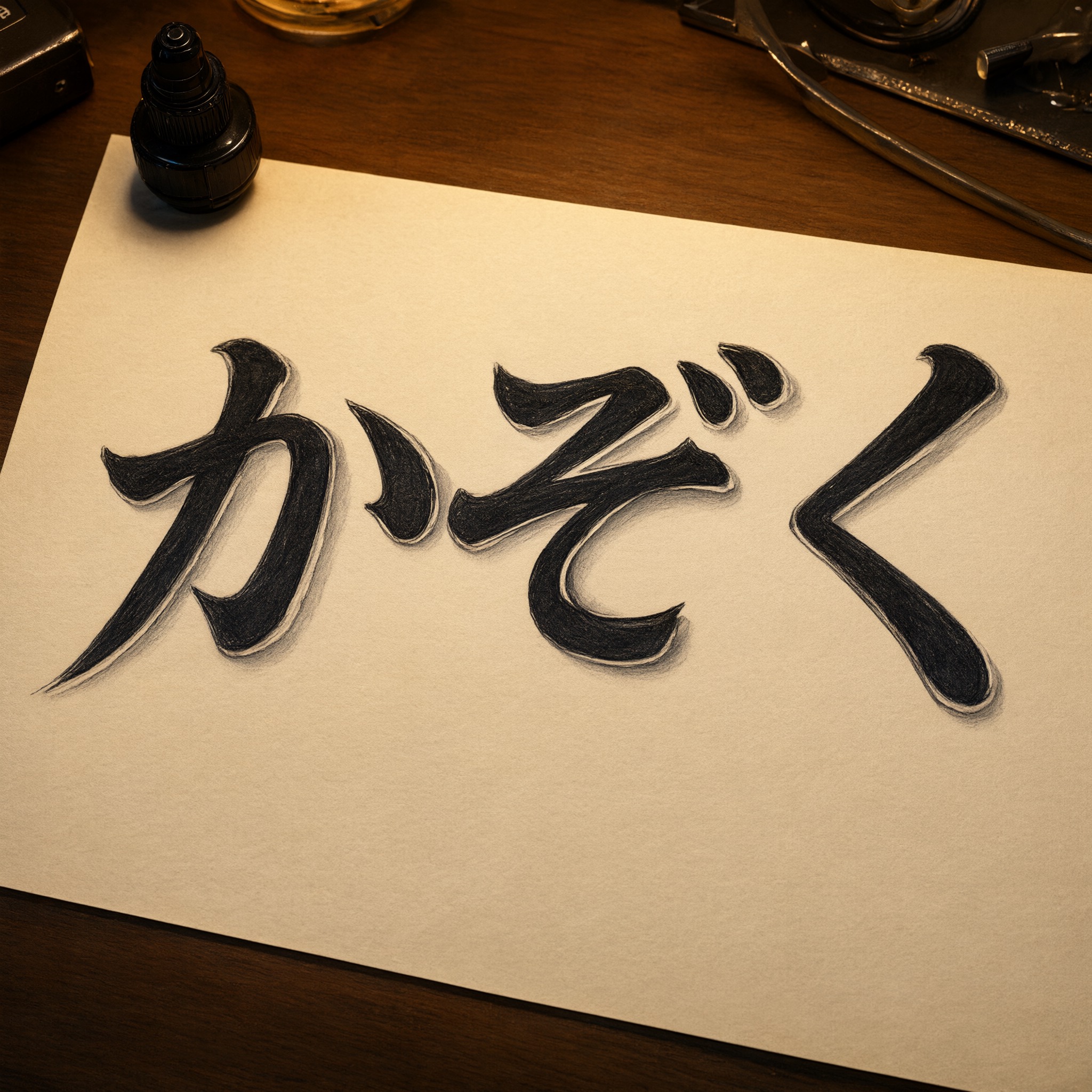 Qwen-Image で生成した チカーノ筆記体 AIフォント：文字「かぞく」