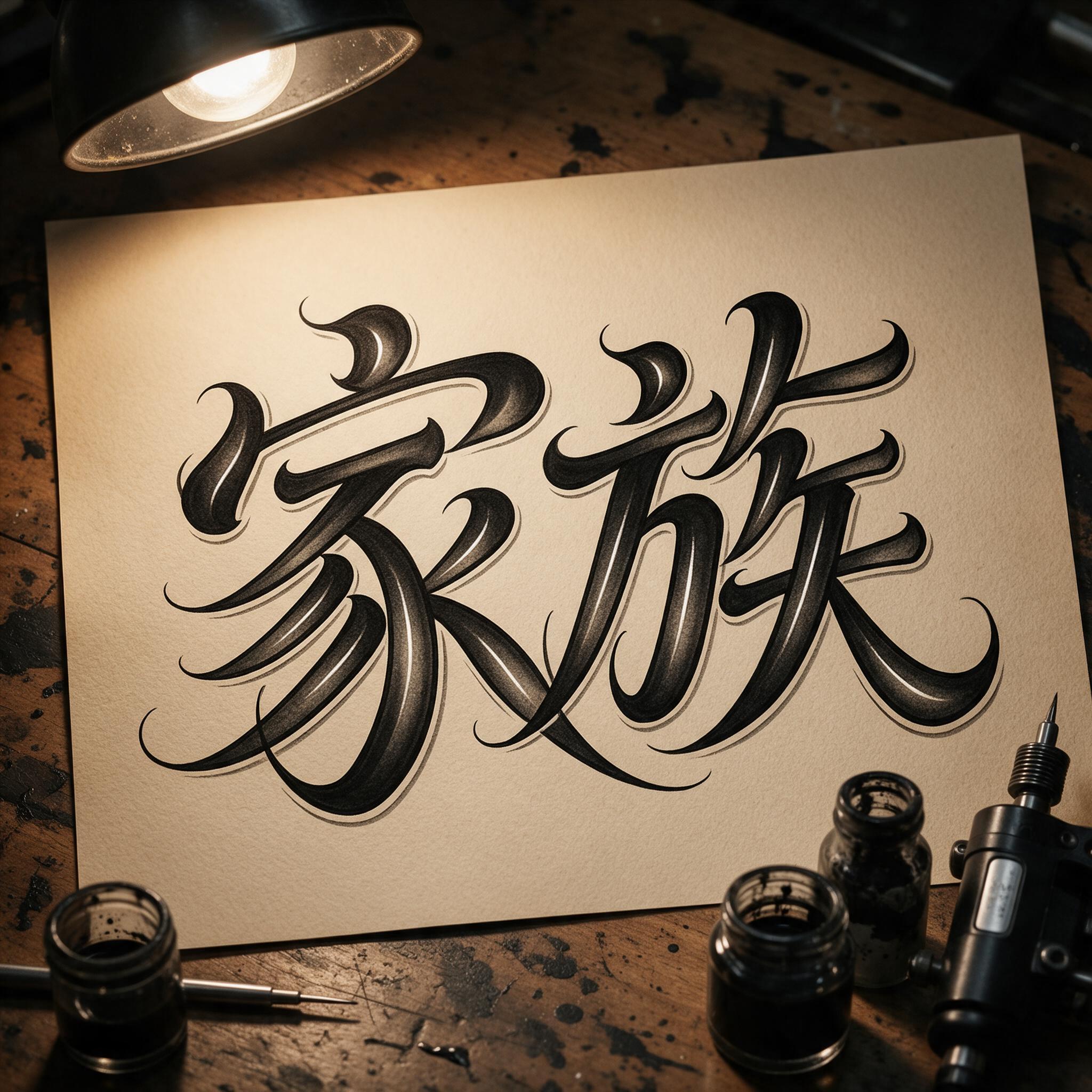 奇卡诺花体字 AI 字体在 Seedream 上的生成结果:文字 家族