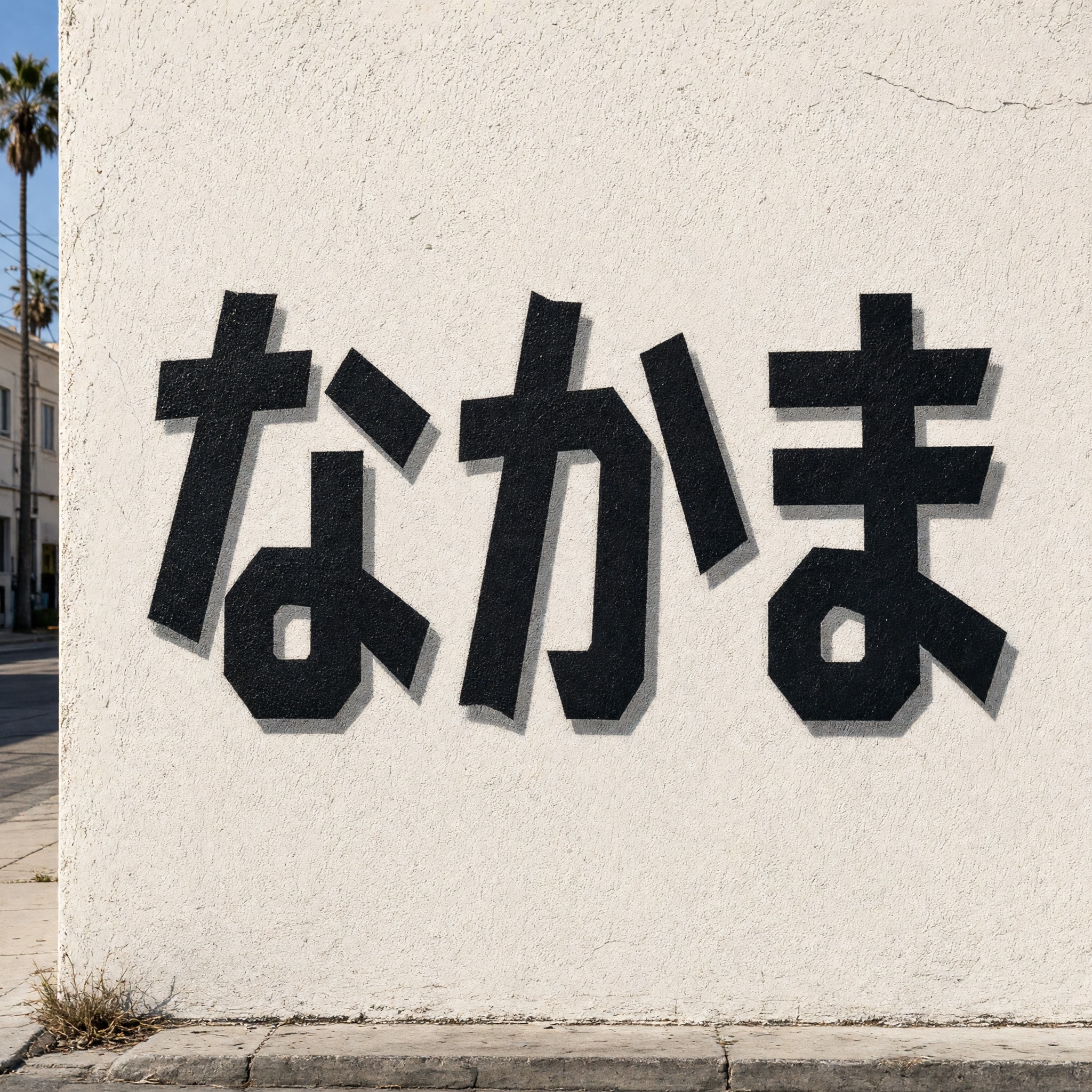 Grok Imagine で生成した チカーノ・ブロック文字 AIフォント:文字「なかま」