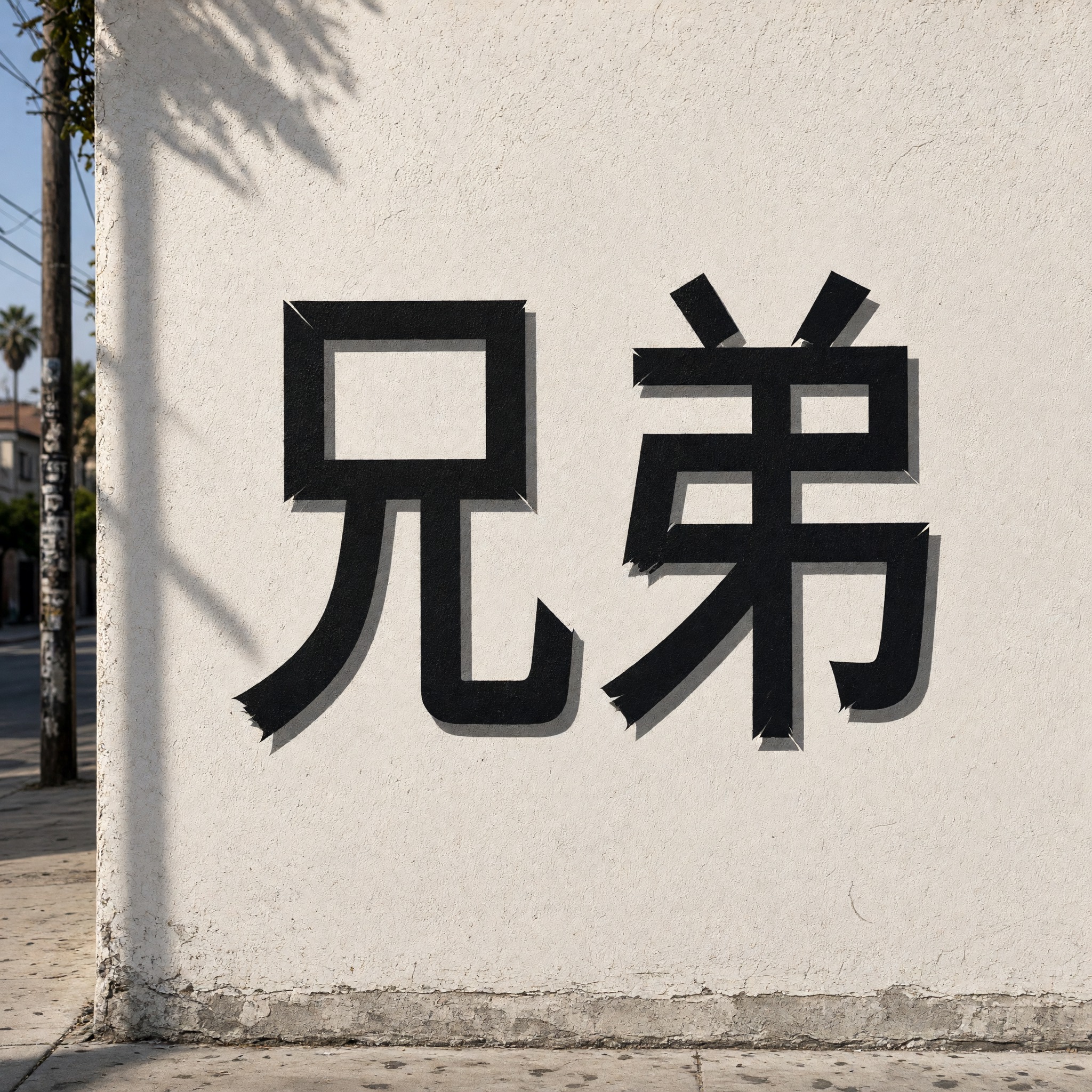 奇卡诺方块字 AI 字体在 Grok Imagine 上的生成结果：文字 兄弟