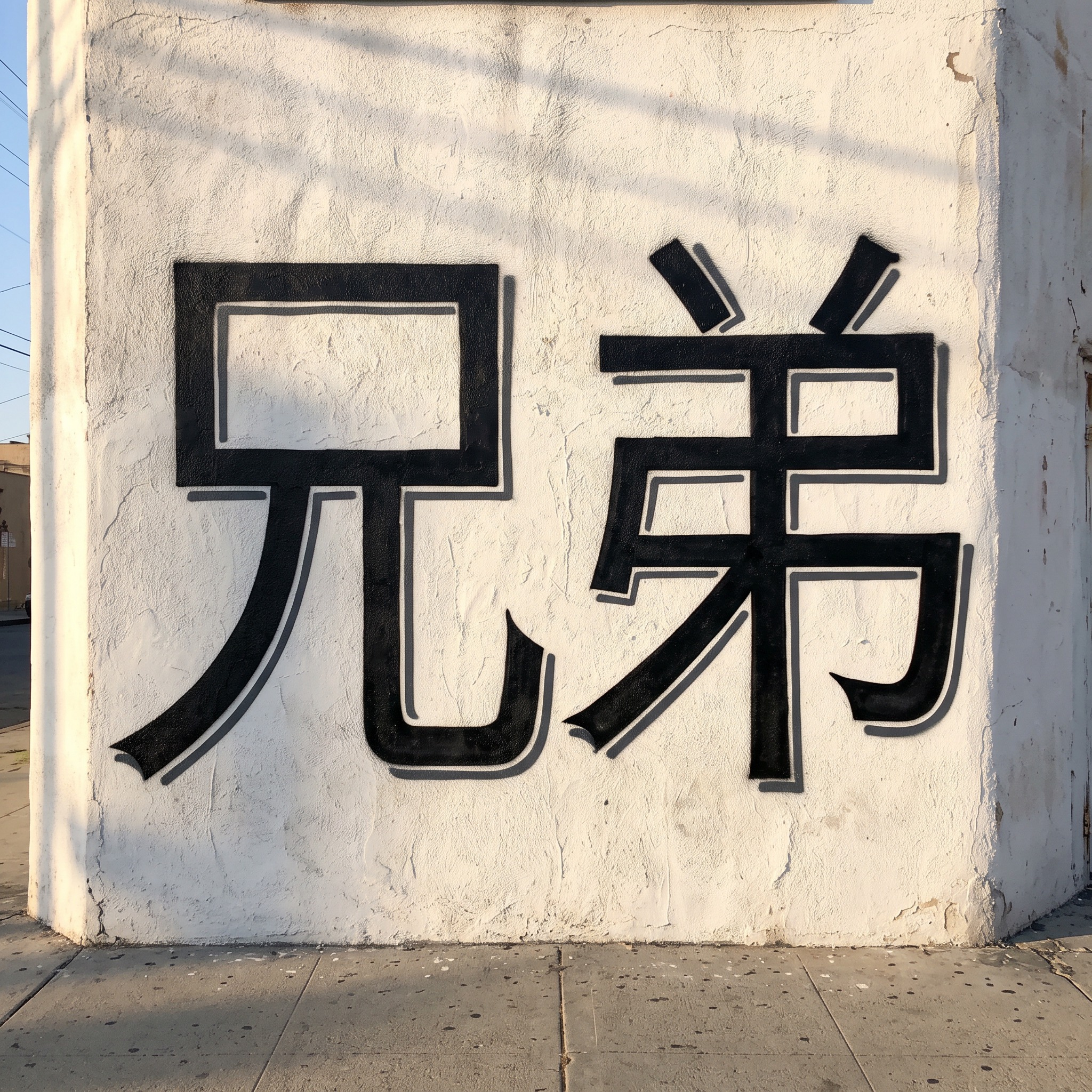 奇卡诺方块字 AI 字体在 Nano Banana 上的生成结果：文字 兄弟