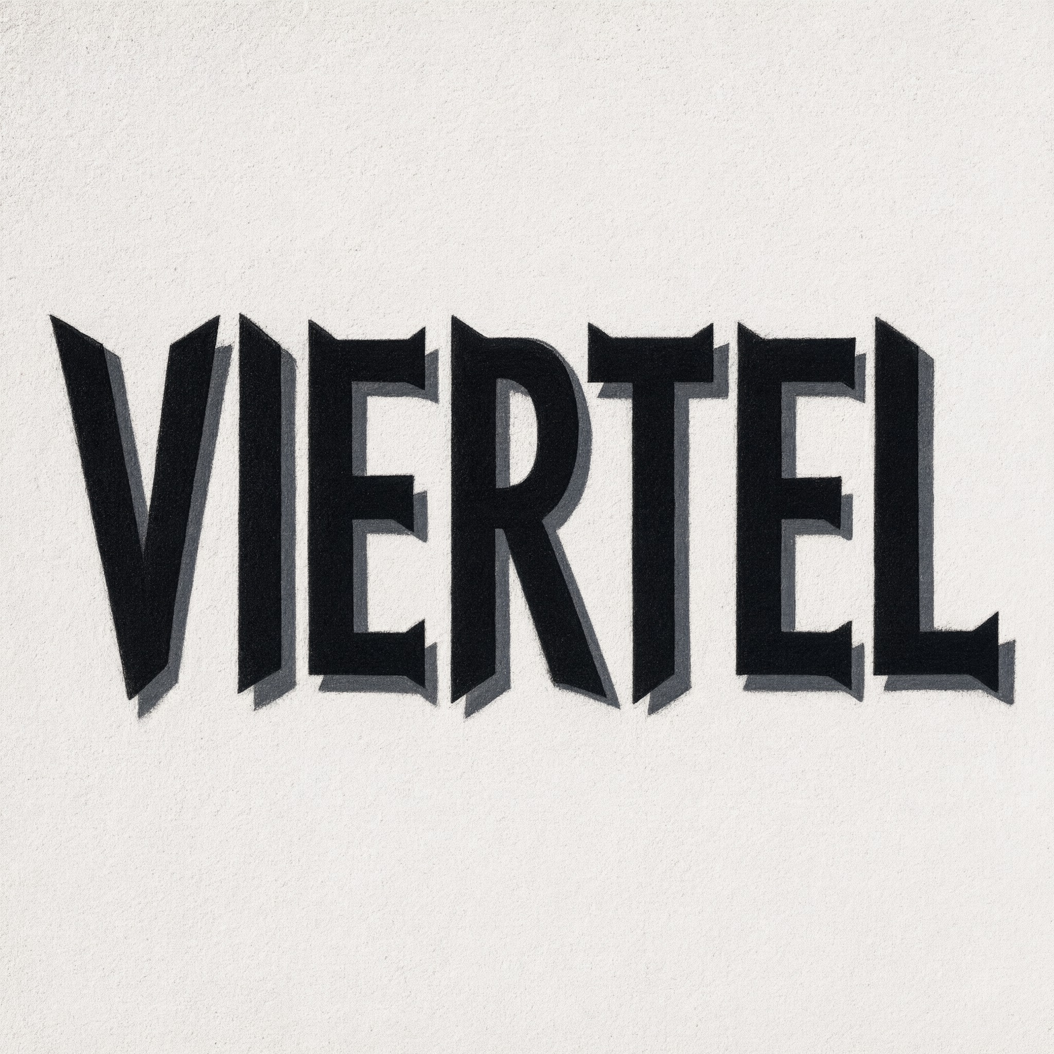 Cholo-Blockschrift KI-Schrift, erstellt mit Qwen-Image: das Wort VIERTEL