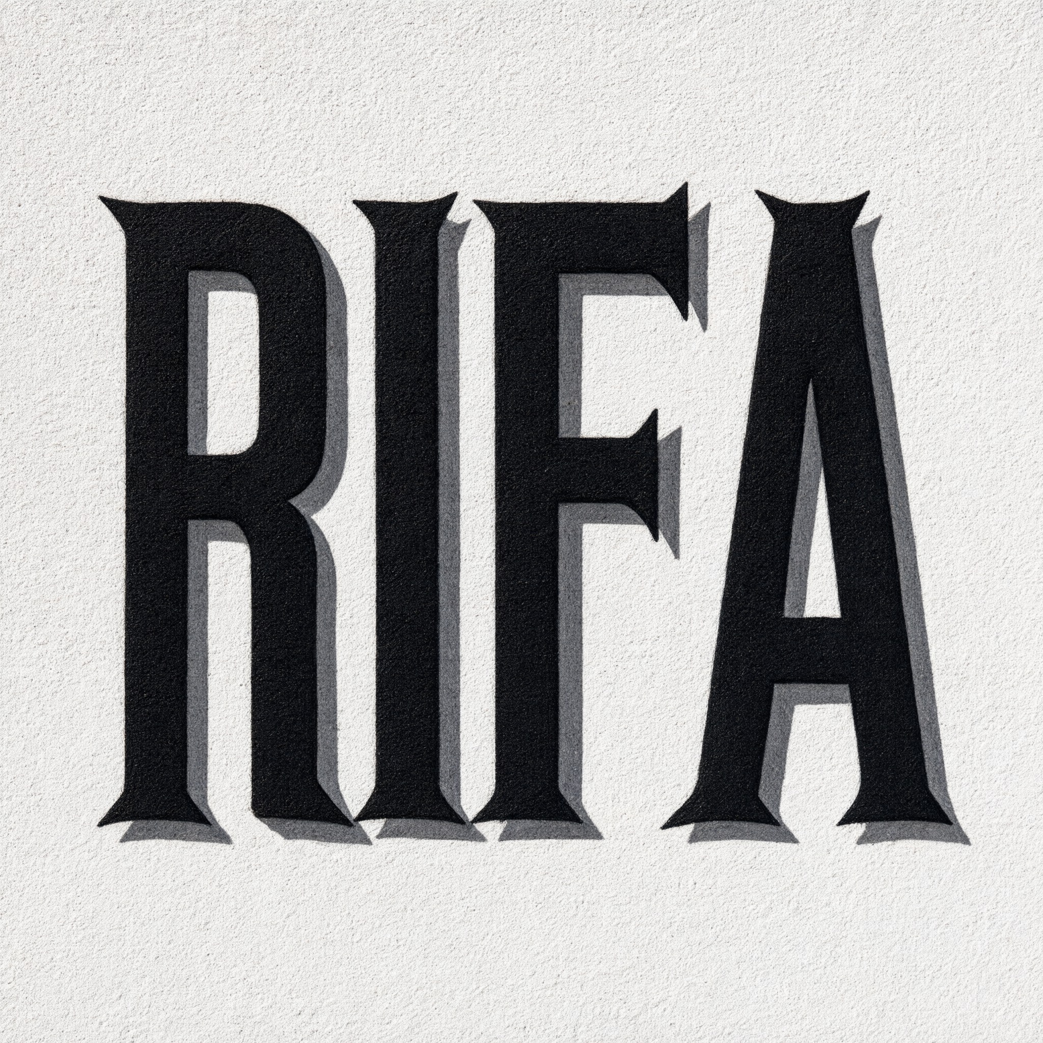 Fuente de IA Letras cholas de bloque generada con Qwen-Image: la palabra RIFA