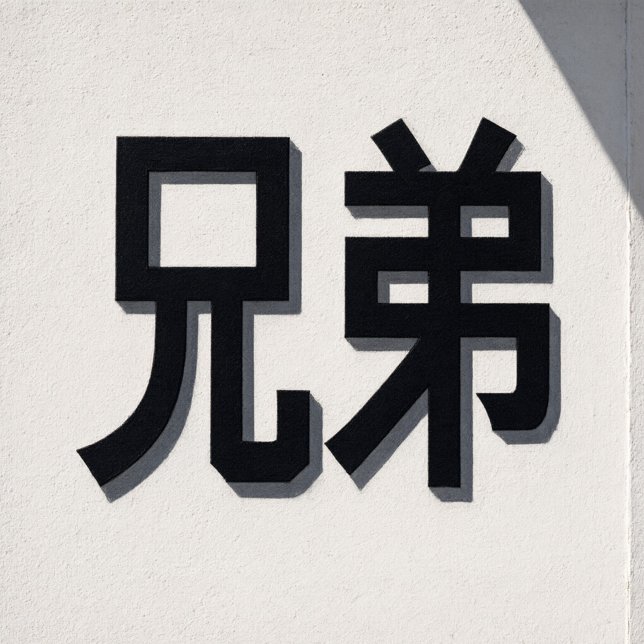 奇卡诺方块字 AI 字体在 Qwen-Image 上的生成结果：文字 兄弟