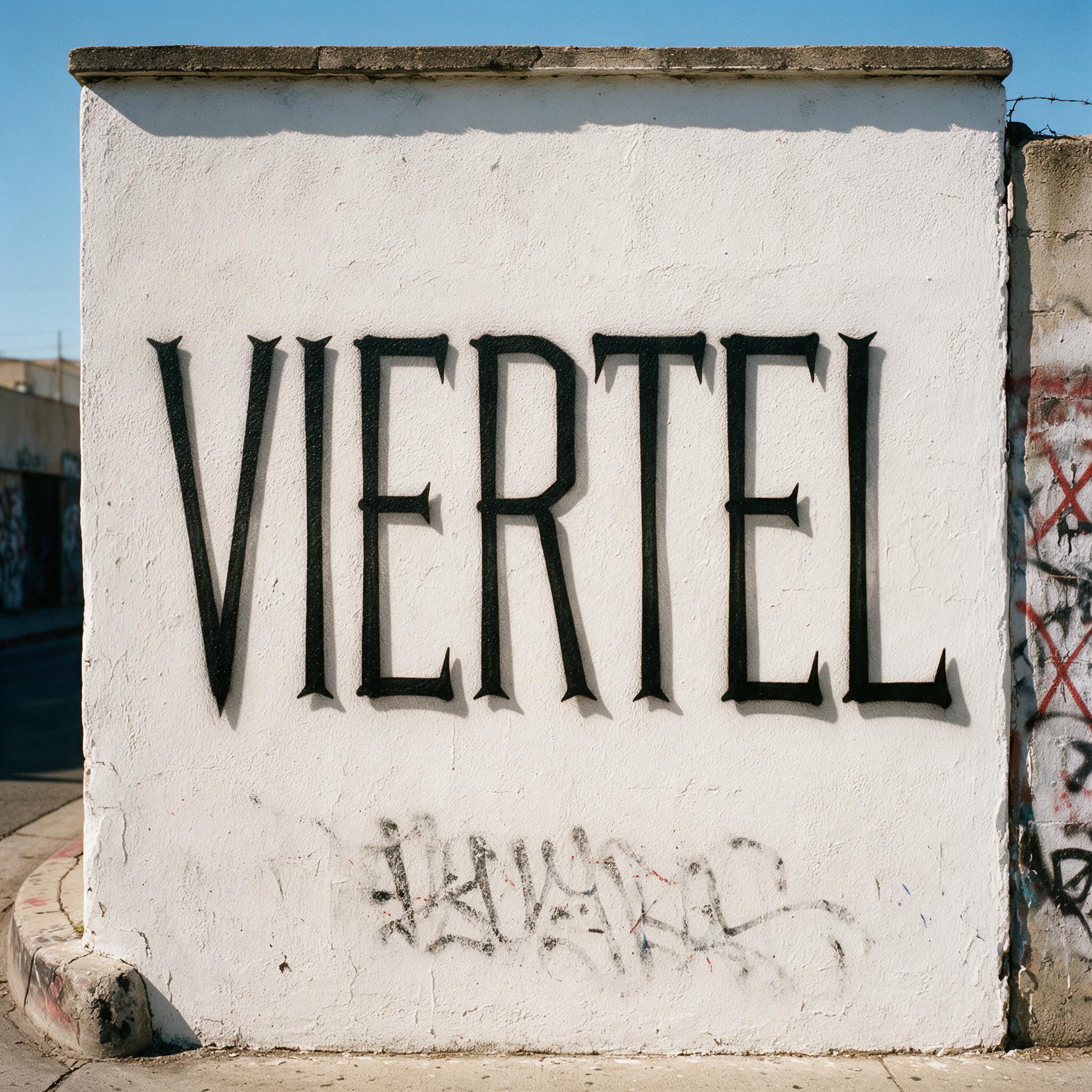 Cholo-Blockschrift KI-Schrift, erstellt mit Seedream: das Wort VIERTEL