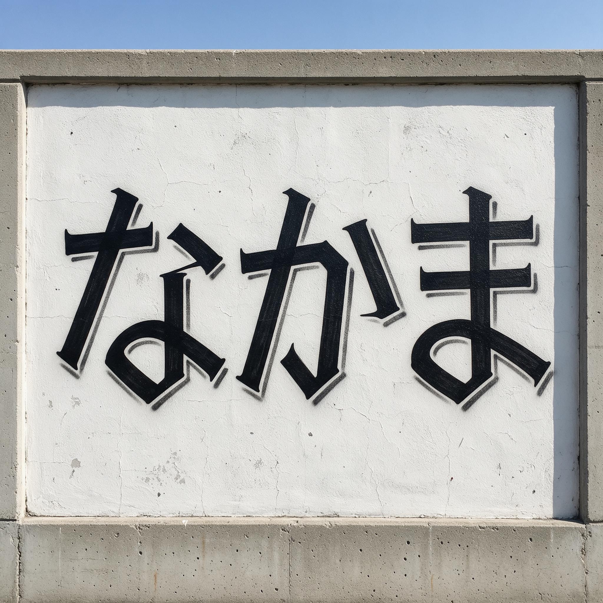 Seedream で生成した チカーノ・ブロック文字 AIフォント:文字「なかま」