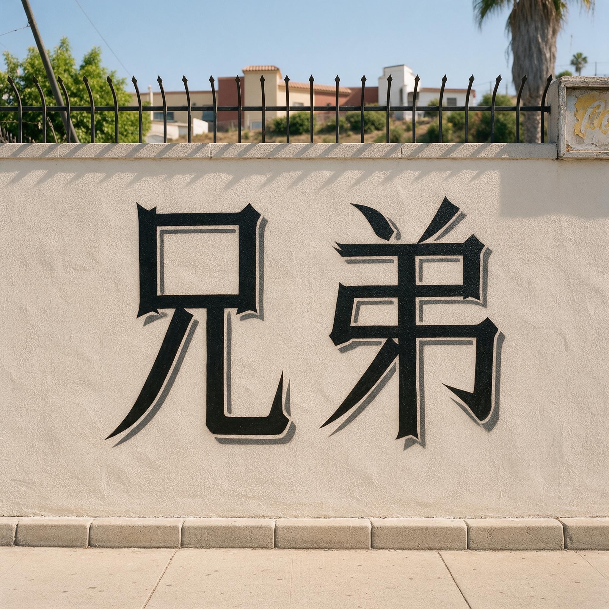 奇卡诺方块字 AI 字体在 Seedream 上的生成结果：文字 兄弟