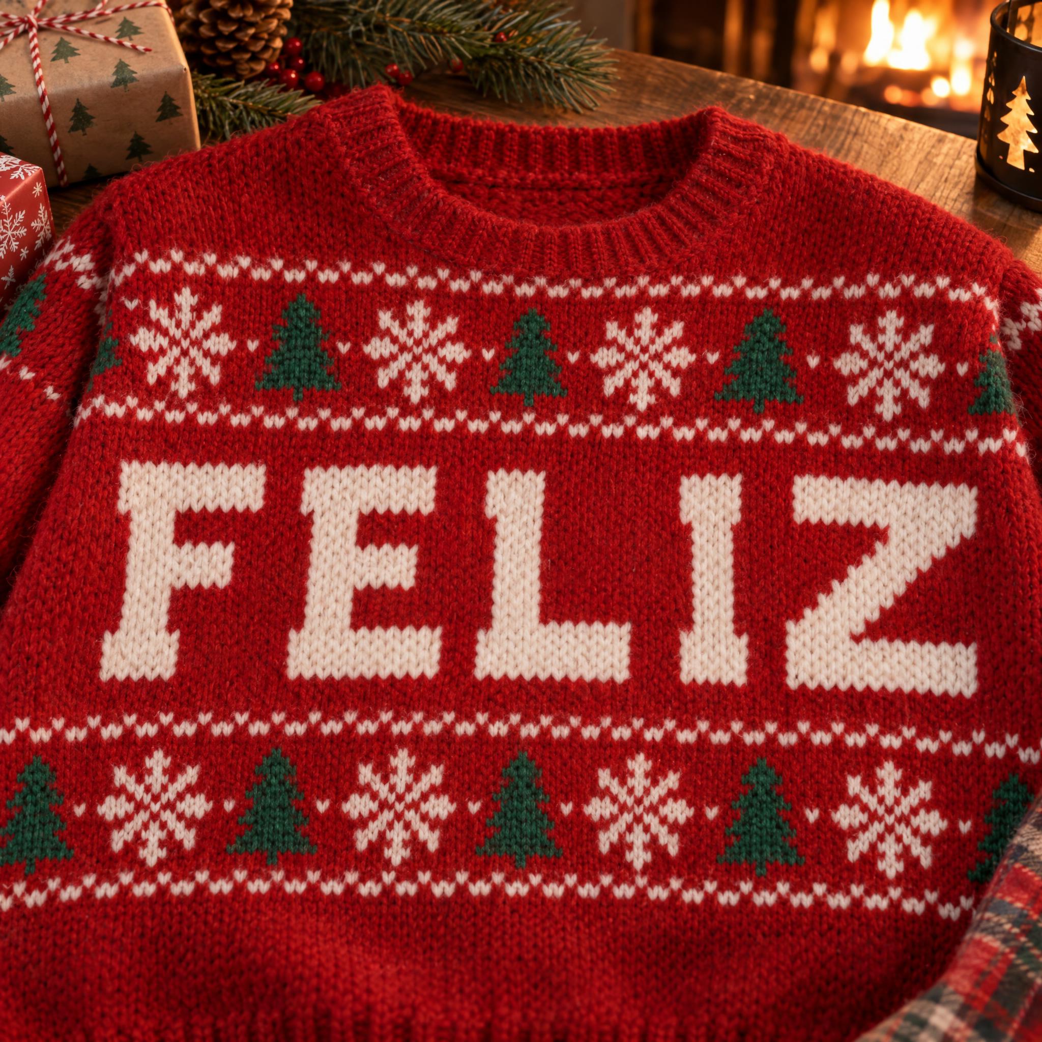 Imagen de ejemplo de la fuente de IA Letras de suéter navideño