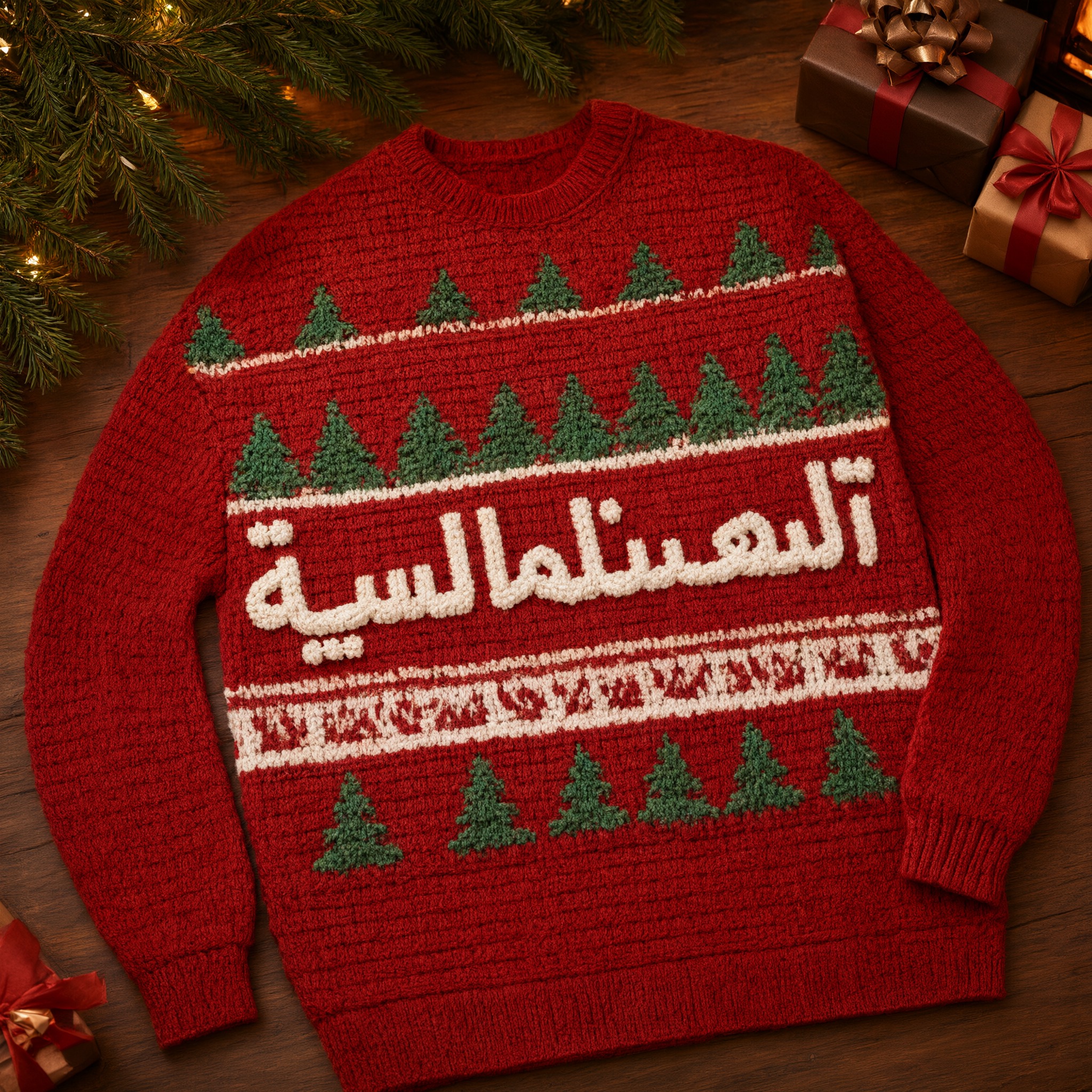 خط خط كنزة الكريسماس بالذكاء الاصطناعي من توليد Qwen-Image: كلمة ثلج