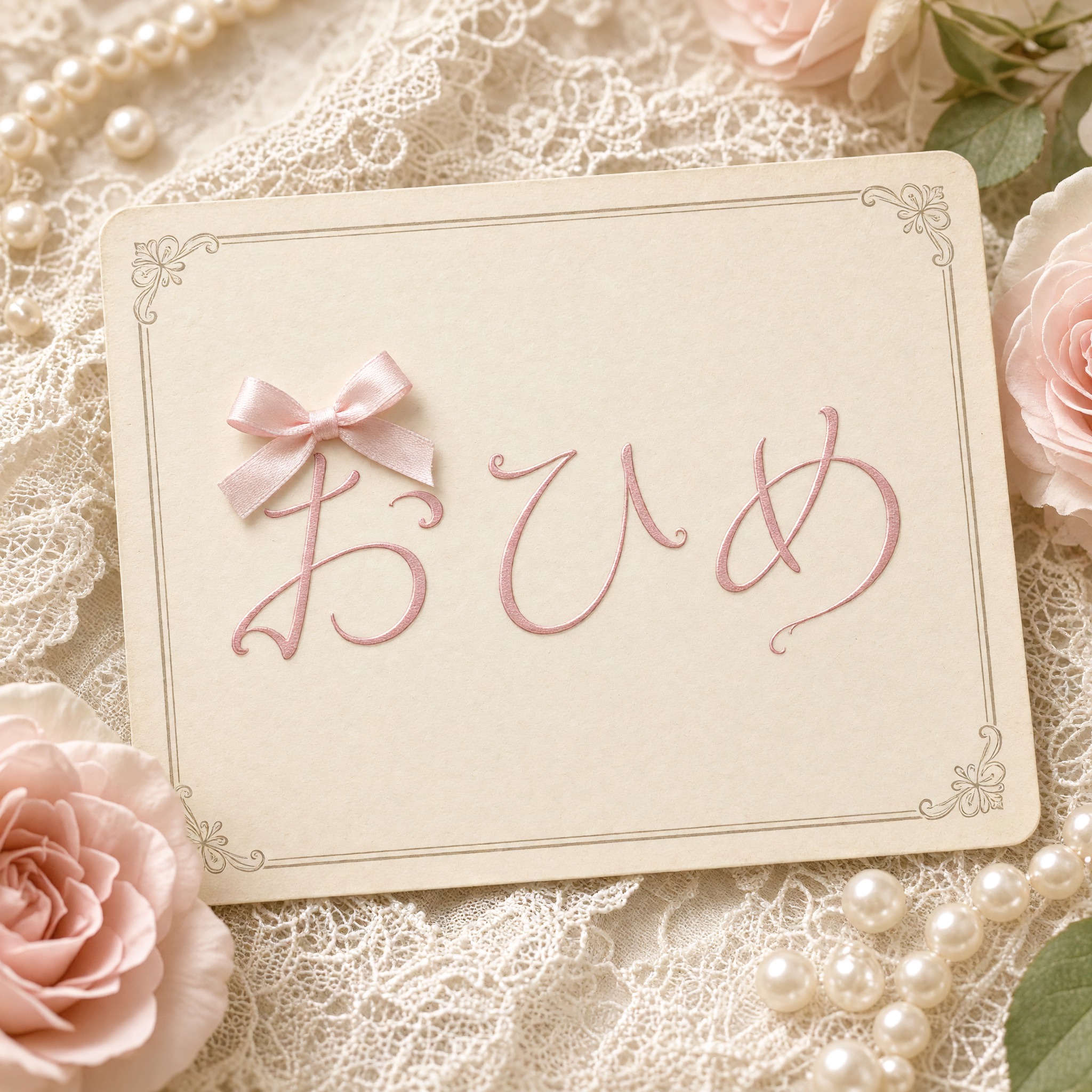 Grok Imagine で生成した コケット文字 AIフォント：文字「おひめ」