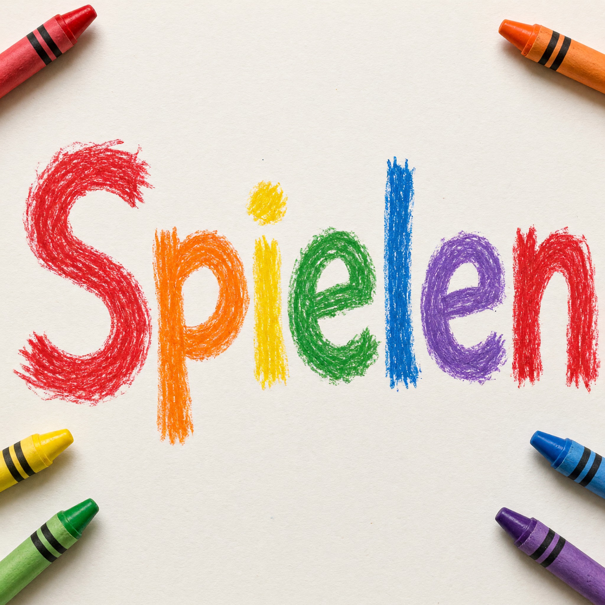 Kinderschrift KI-Schrift, erstellt mit Grok Imagine: das Wort Spielen